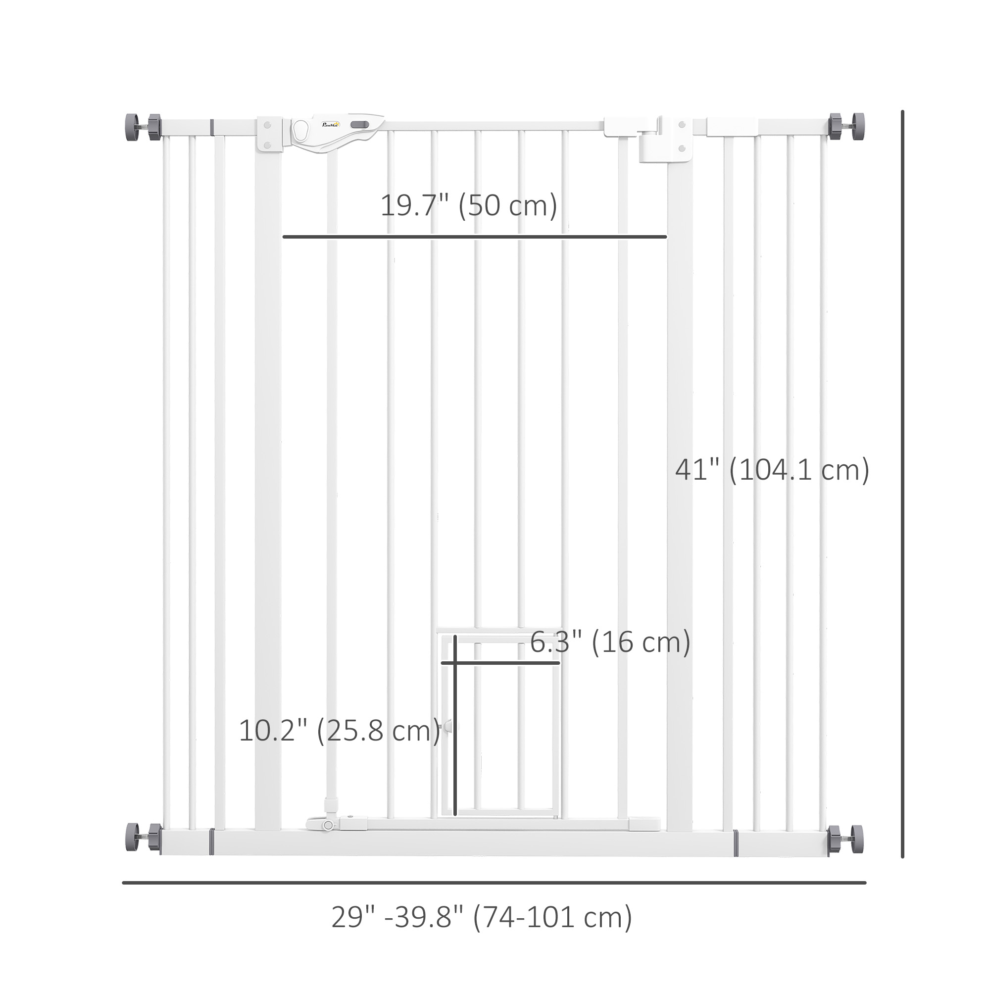 41" Easy Open Indoor Dog Gates for Doorways, House, Stair - White