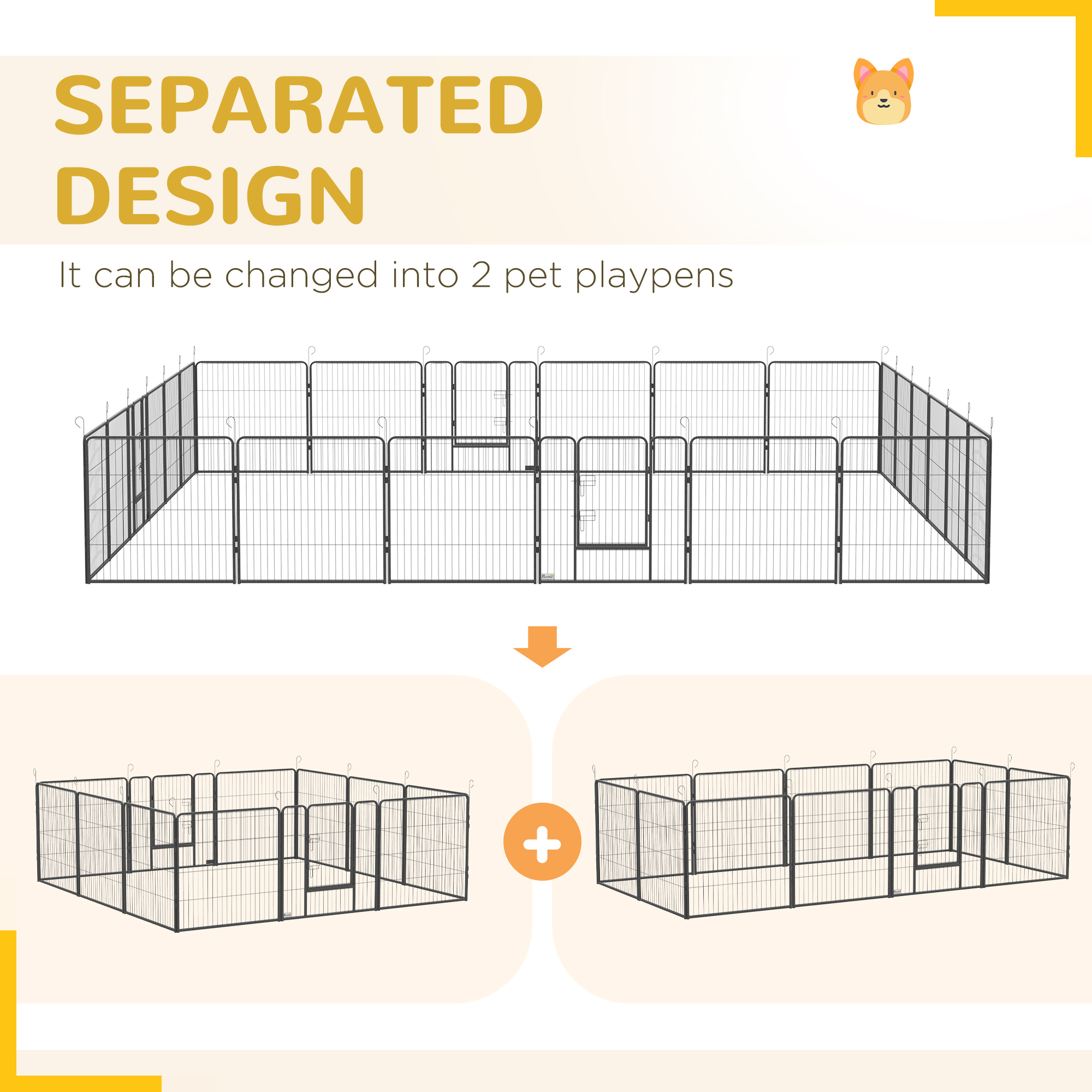 24 Panel 31.5" Height Heavy Duty Dog Playpen for Small Medium Dogs, Grey - Image 6