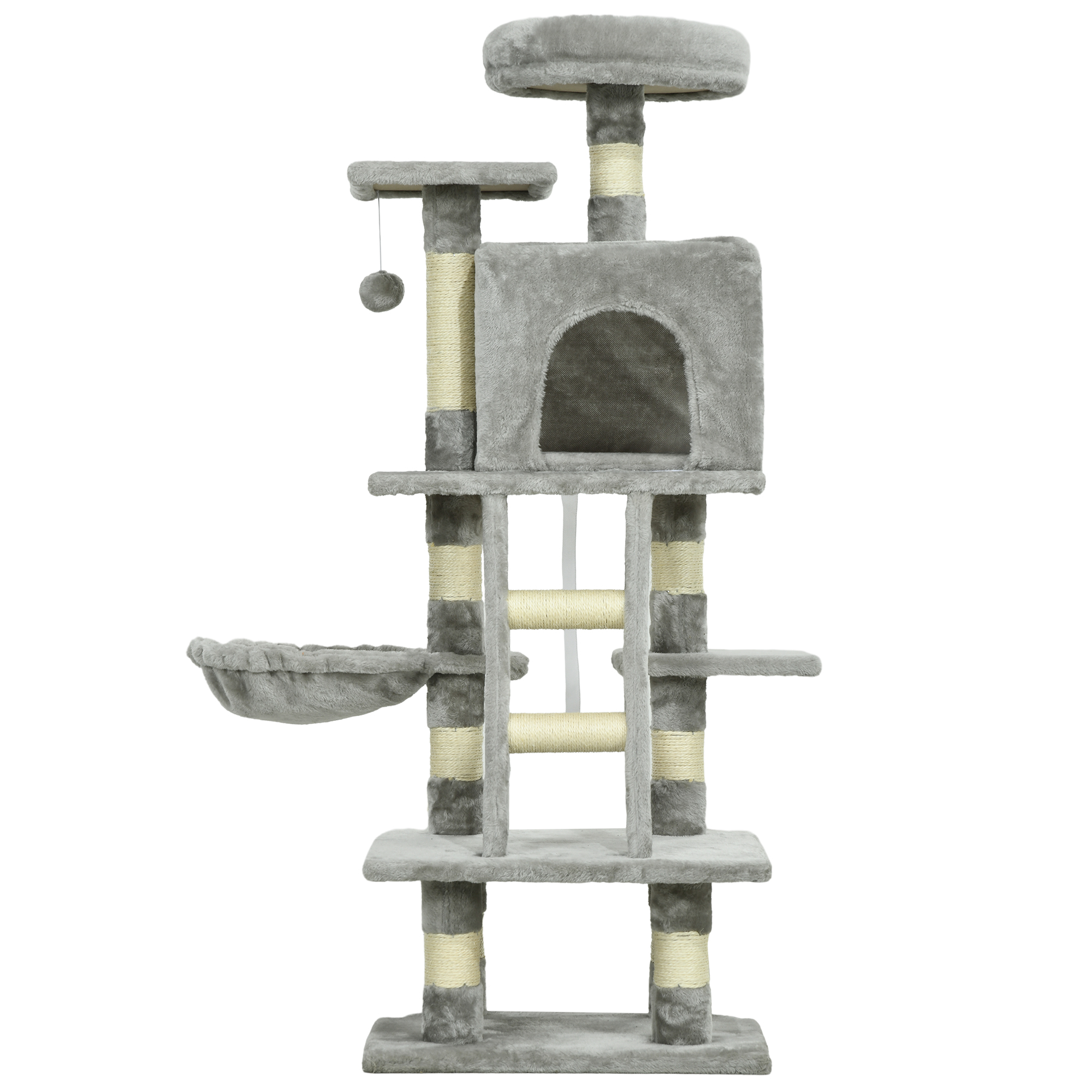 52 Inch Large Cat Tree for Indoor Cats, Light Grey