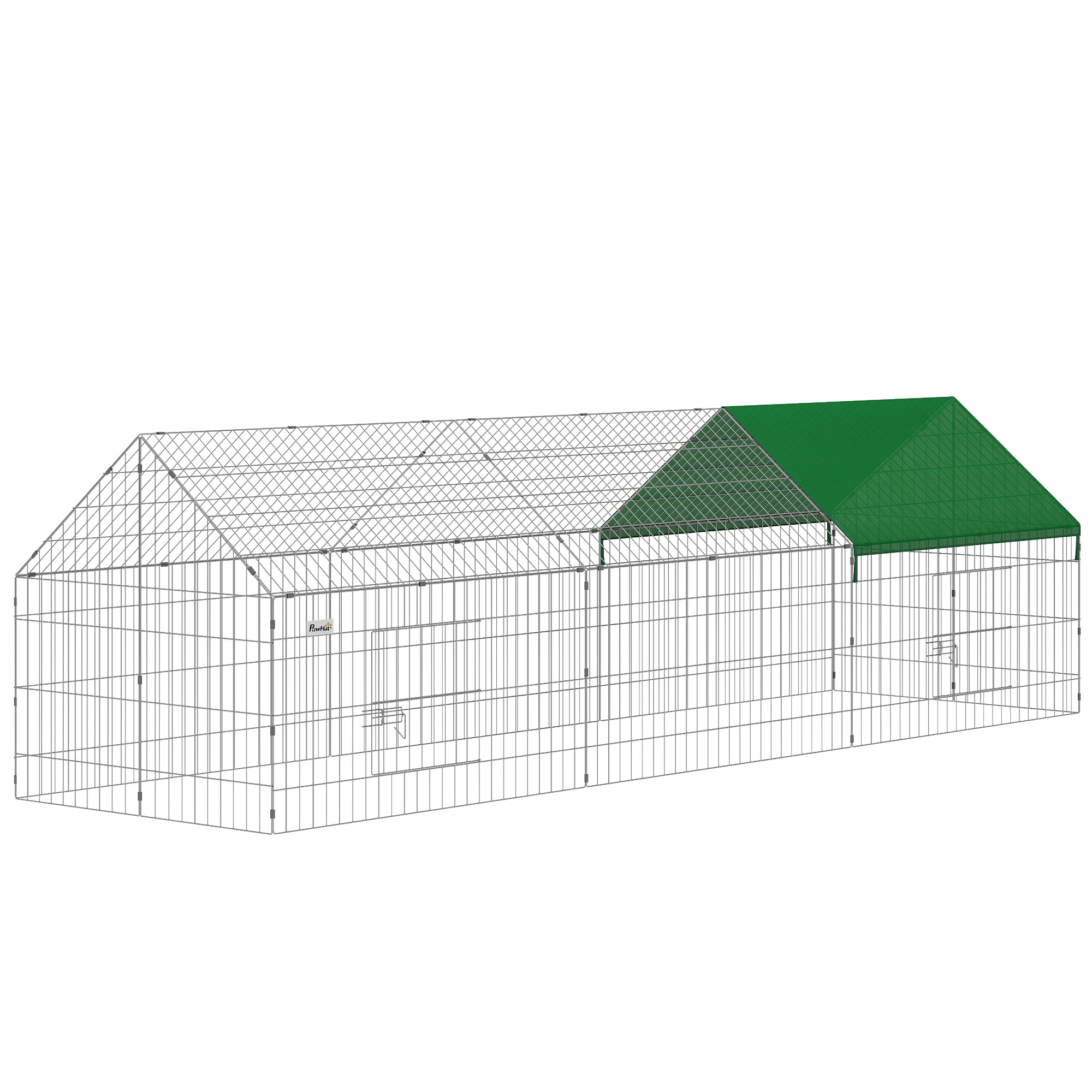 Metal Chicken Coop with UV-Resistant Cover for Rabbits, Ducks, Turtles, Guinea Pigs, 106" x 29.5" x 29.5", Green