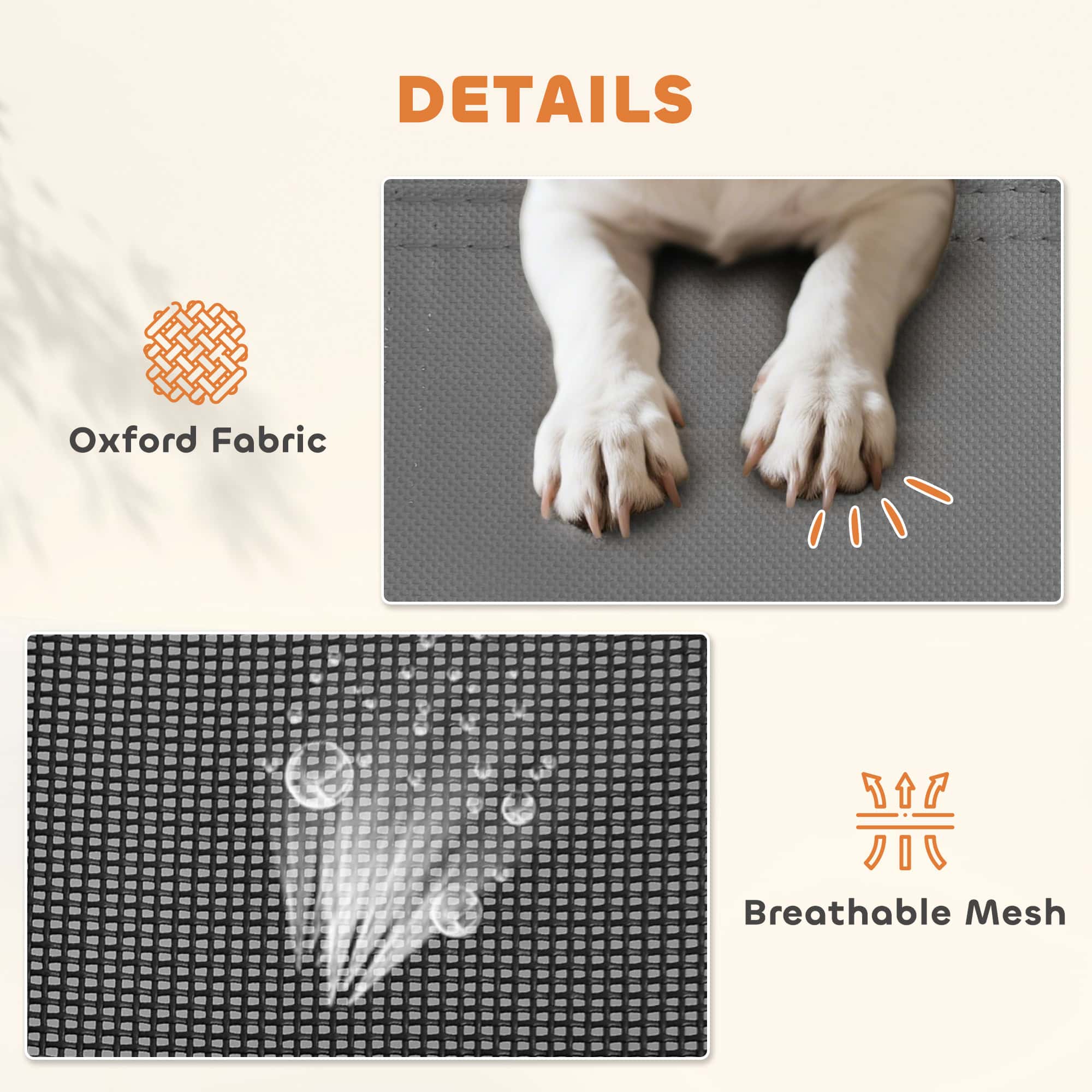 Elevated Dog Bed with Canopy, Portable Raised Dog Cot for XL Sized Dogs, Indoor & Outdoor, 48" x 36" x 43", Grey