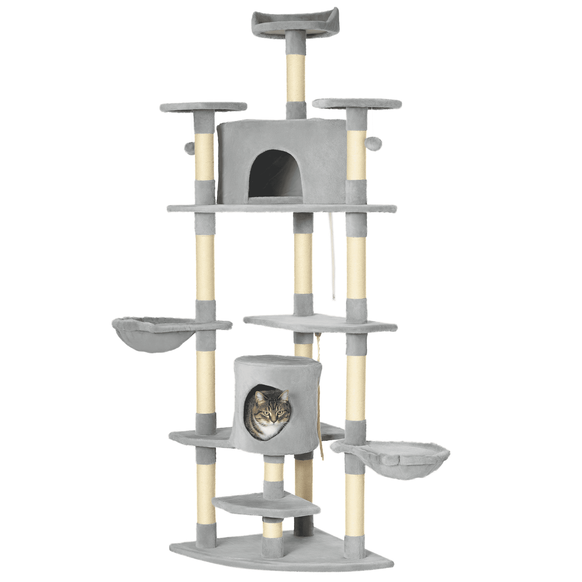 79" Scratching Kitten Tree Condo Kitten Scratch Activity Center Toys Light Grey