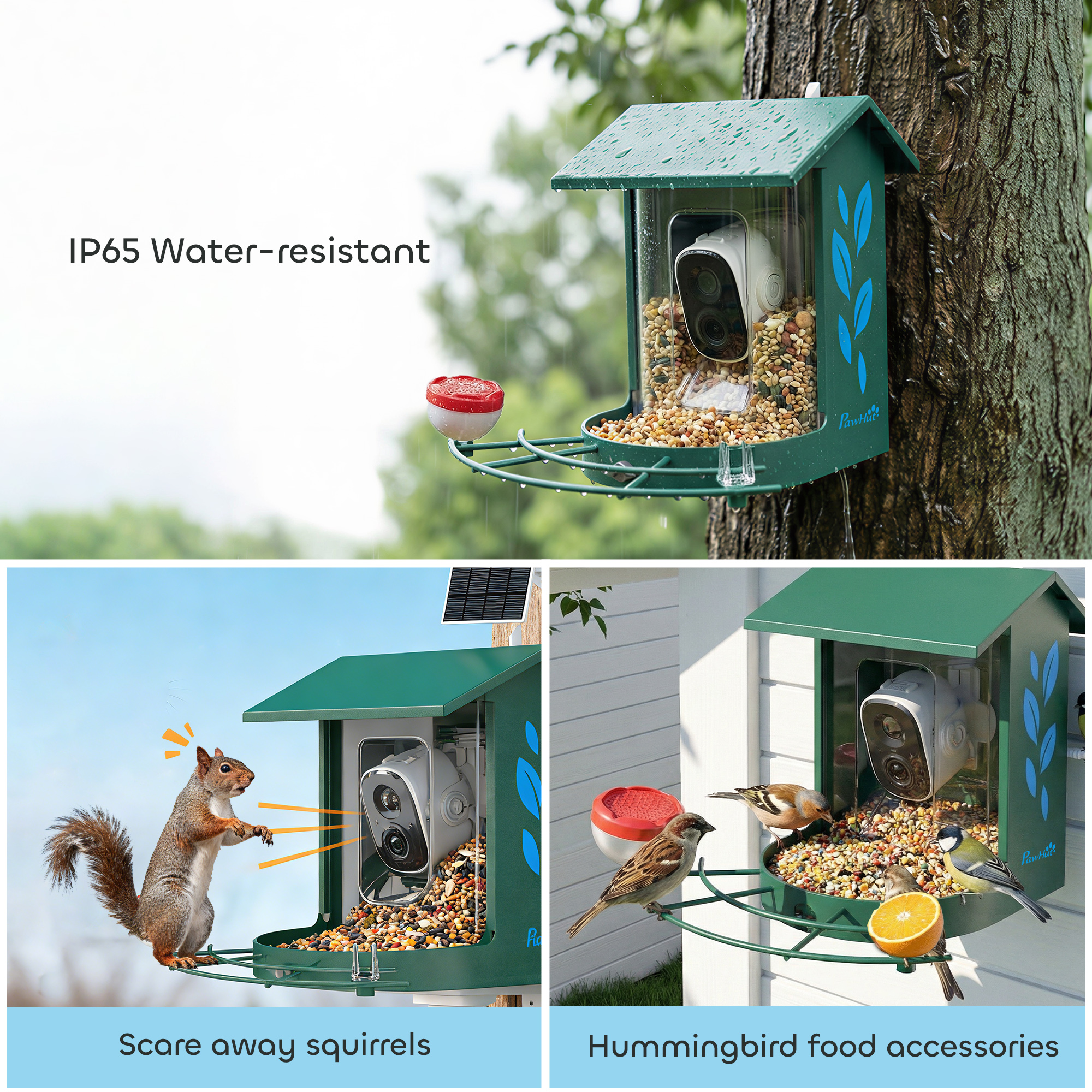 Smart Bird Feeder Camera Solar Powered with AI Identify 16000+ Birds, Auto Video Capture, Motion Detection