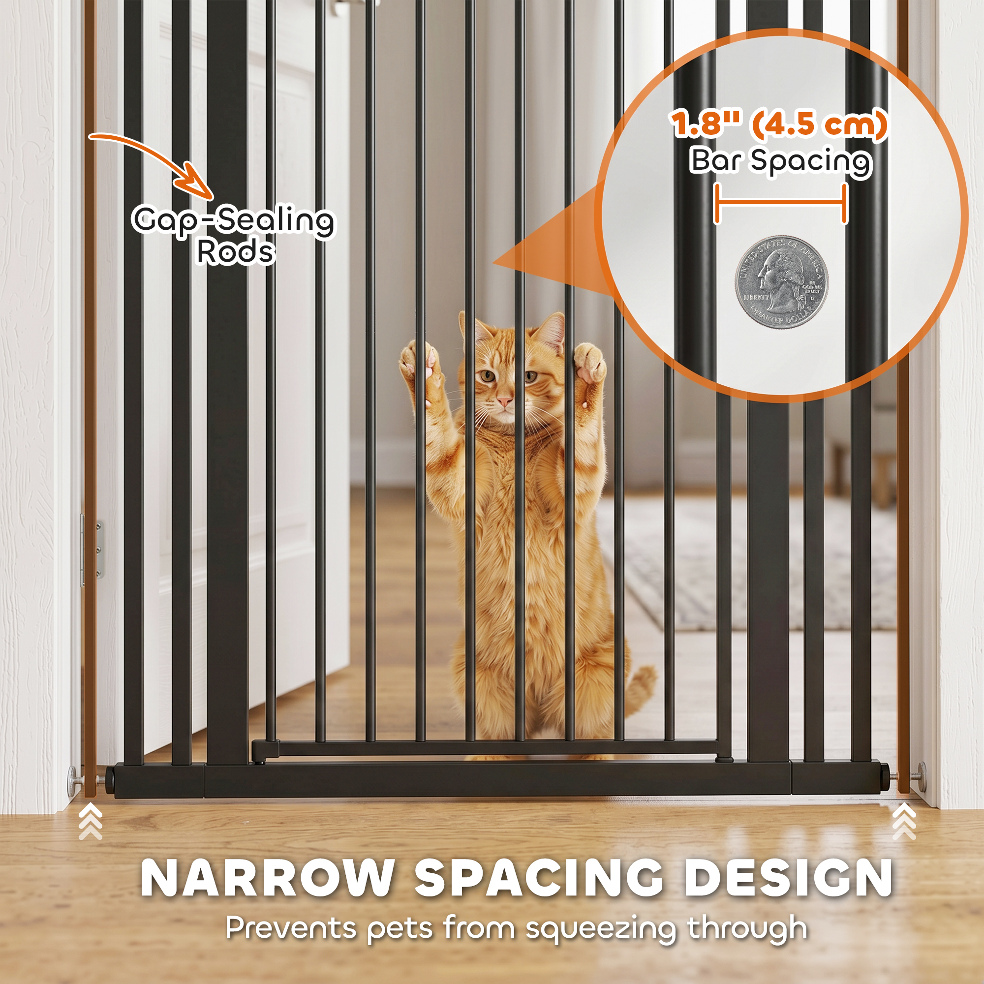 55" Extra Tall Pet Gate 30-41" Wide Adjustable Baby Gate Pressure Mounted for Doorways, Hallways, Stairs
