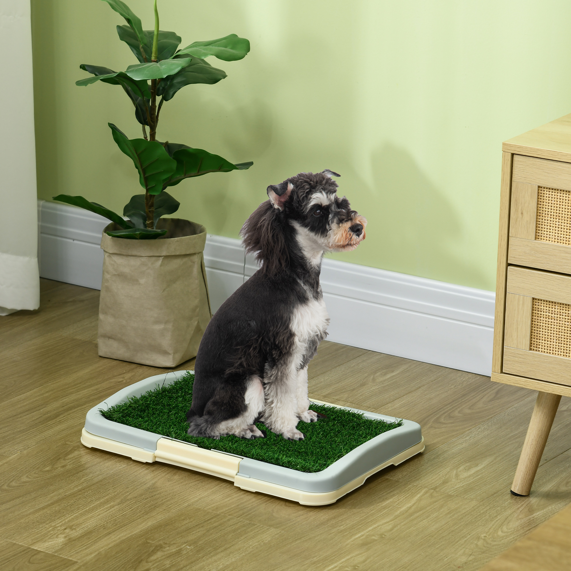 Puppy Training Pad, Indoor Portable Puppy Pad, with Artificial Grass, Grid, Panel, Tray, 18.3" x 13.4"