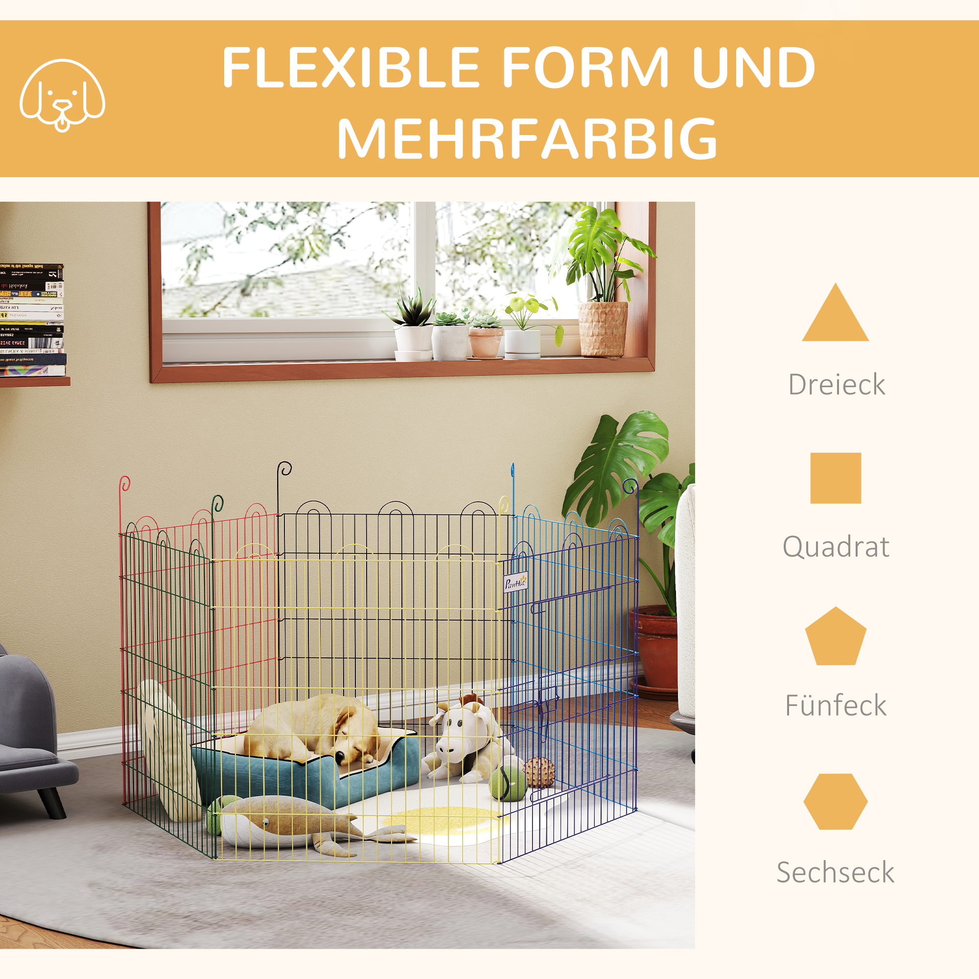 Metal Pet Playpen Portable Hexagon Dog Exercise Fence Multi-colored