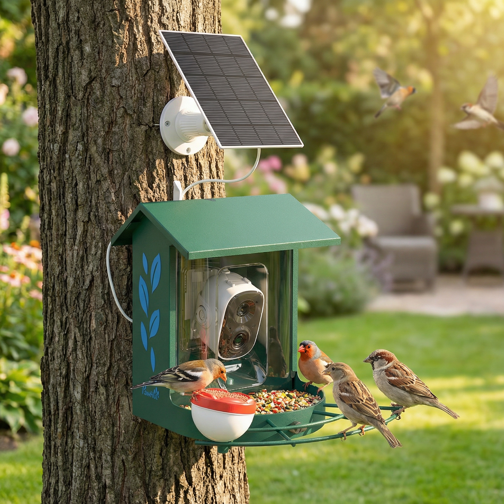 Smart Bird Feeder Camera Solar Powered with AI Identify 16000+ Birds, Auto Video Capture, Motion Detection