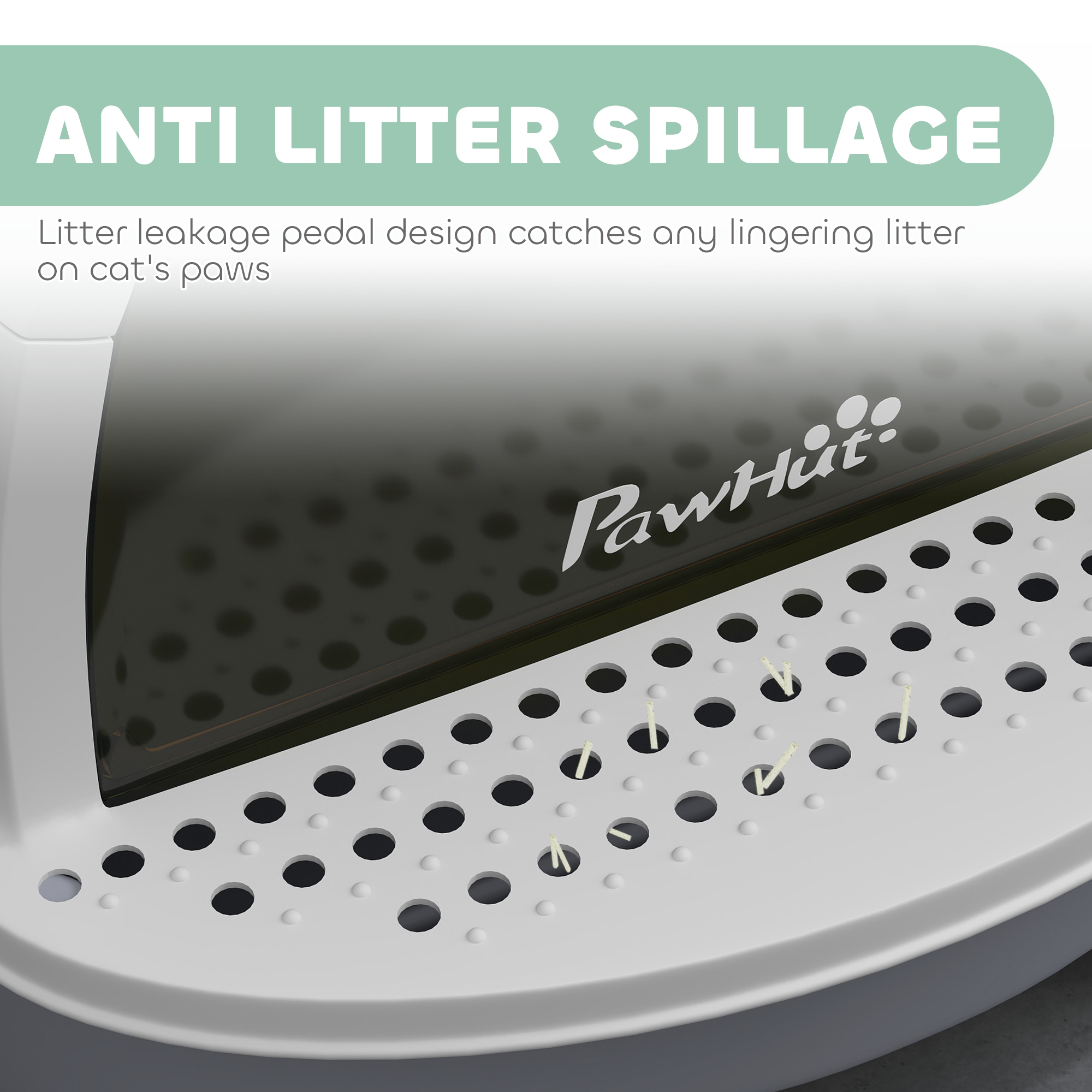 Cat Litter Box with Lid, Front Door Flap, Scoop, Handle, Easy Clean, for Small and Medium Cats, Grey