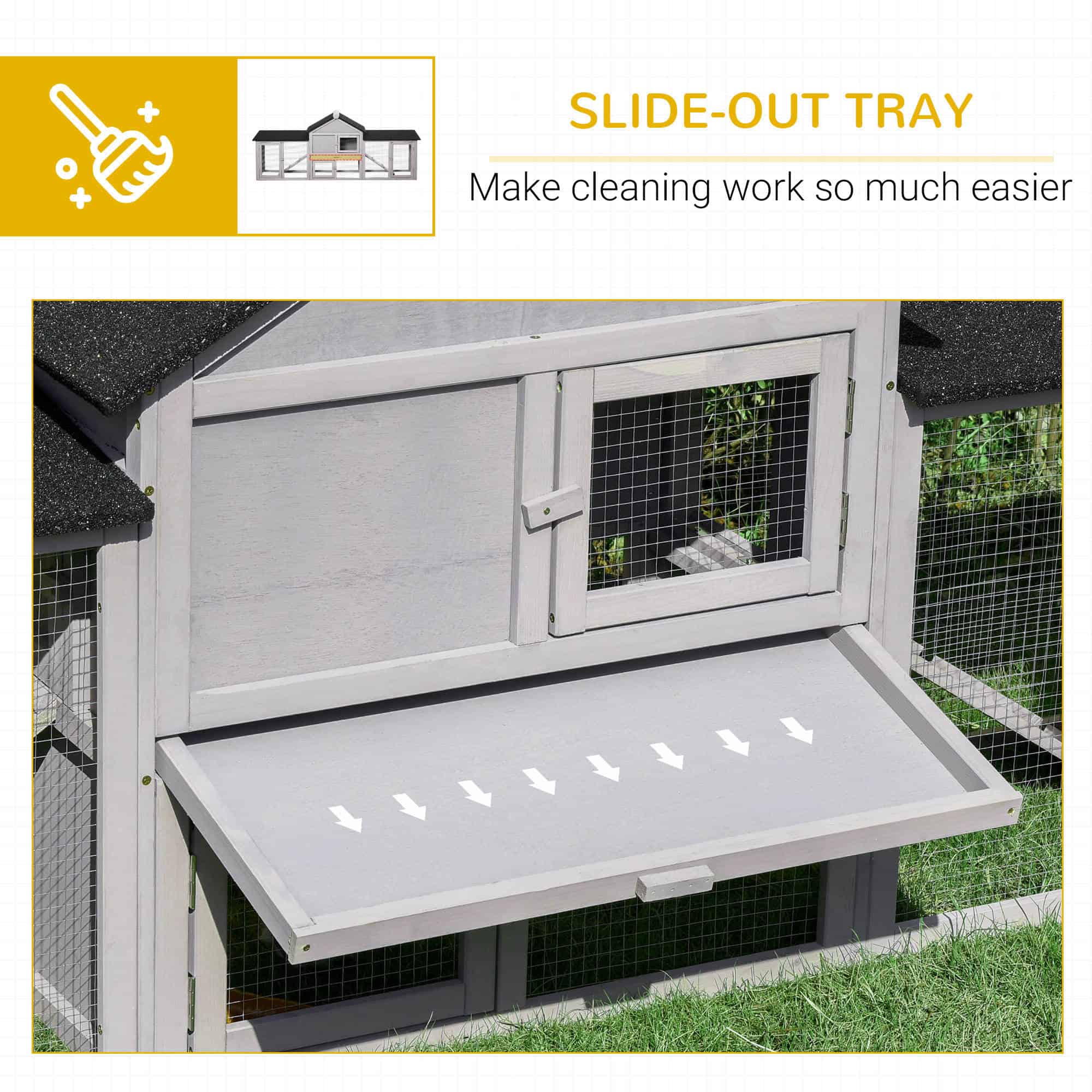 Large Rabbit Hutch Wood Bunny Cage Outdoor Guinea Pig House with Double Runs Slide Out Tray Ramps