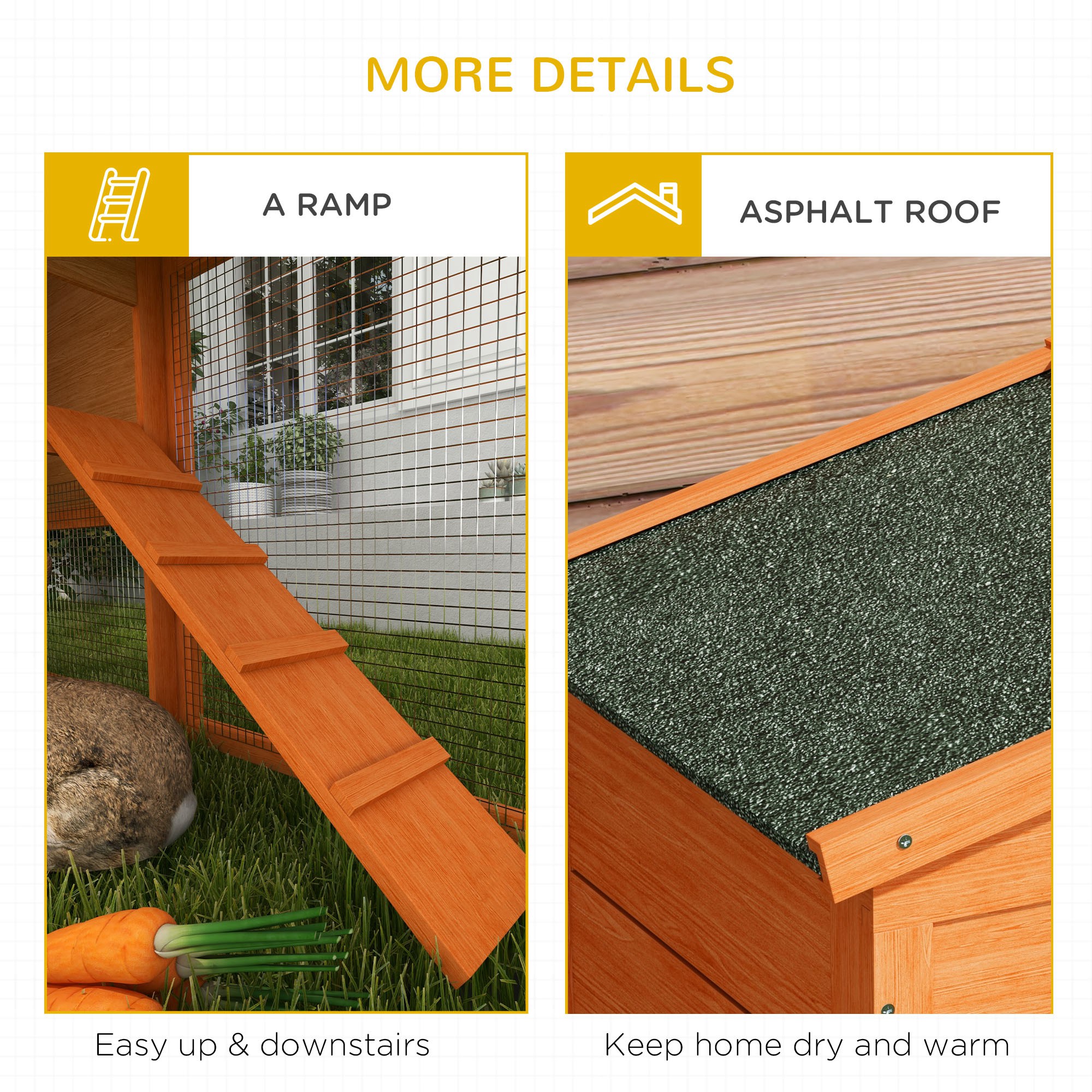 Two-Level Rabbit Hutch Small Animal House Pet Bunny Cage Home w/ Outdoor Run Water & UV Resistant Roof Access Ramp
