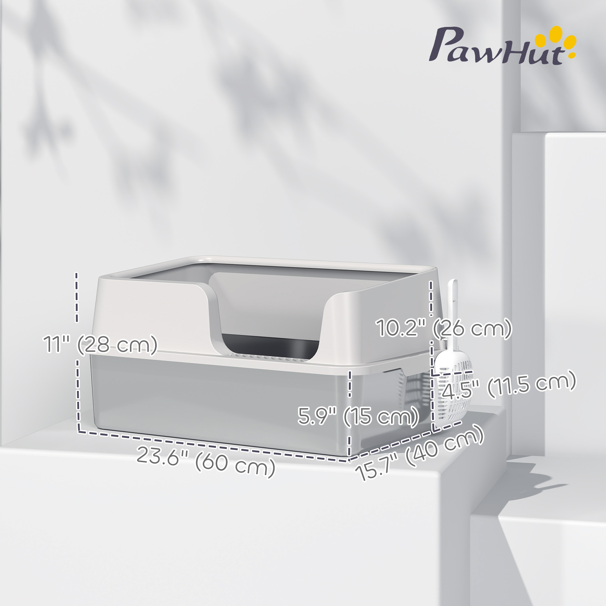 Stainless Steel Cat Litter Box with Lid with Scoop, High Sided, Non-Stick, & Anti-Urine Leakage, Easy Cleaning