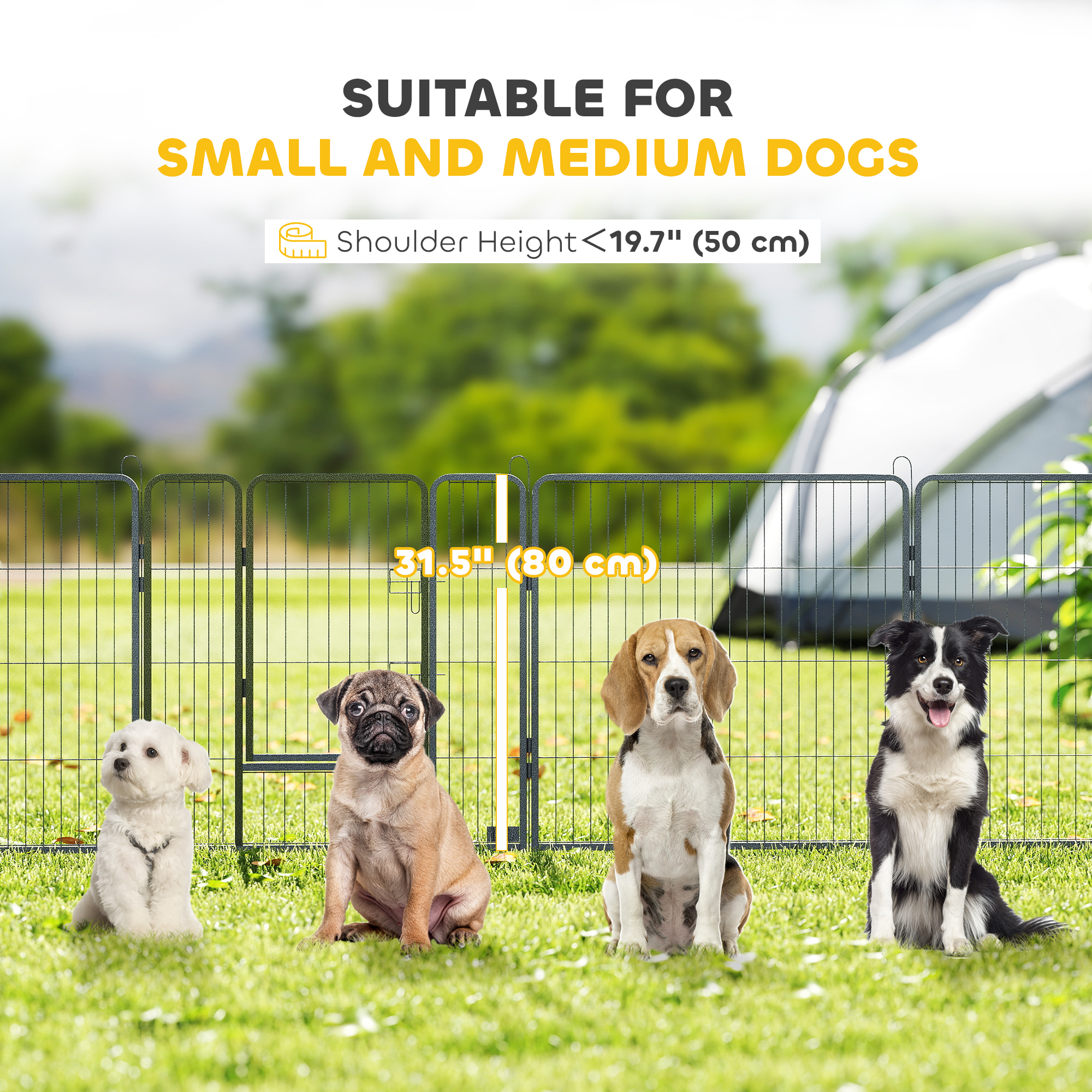 Heavy Duty Pet Playpen, 16 Panels Steel Dog Fence Puppy Exercise Pen with 2 Doors Locking Latch, 31.5" Height