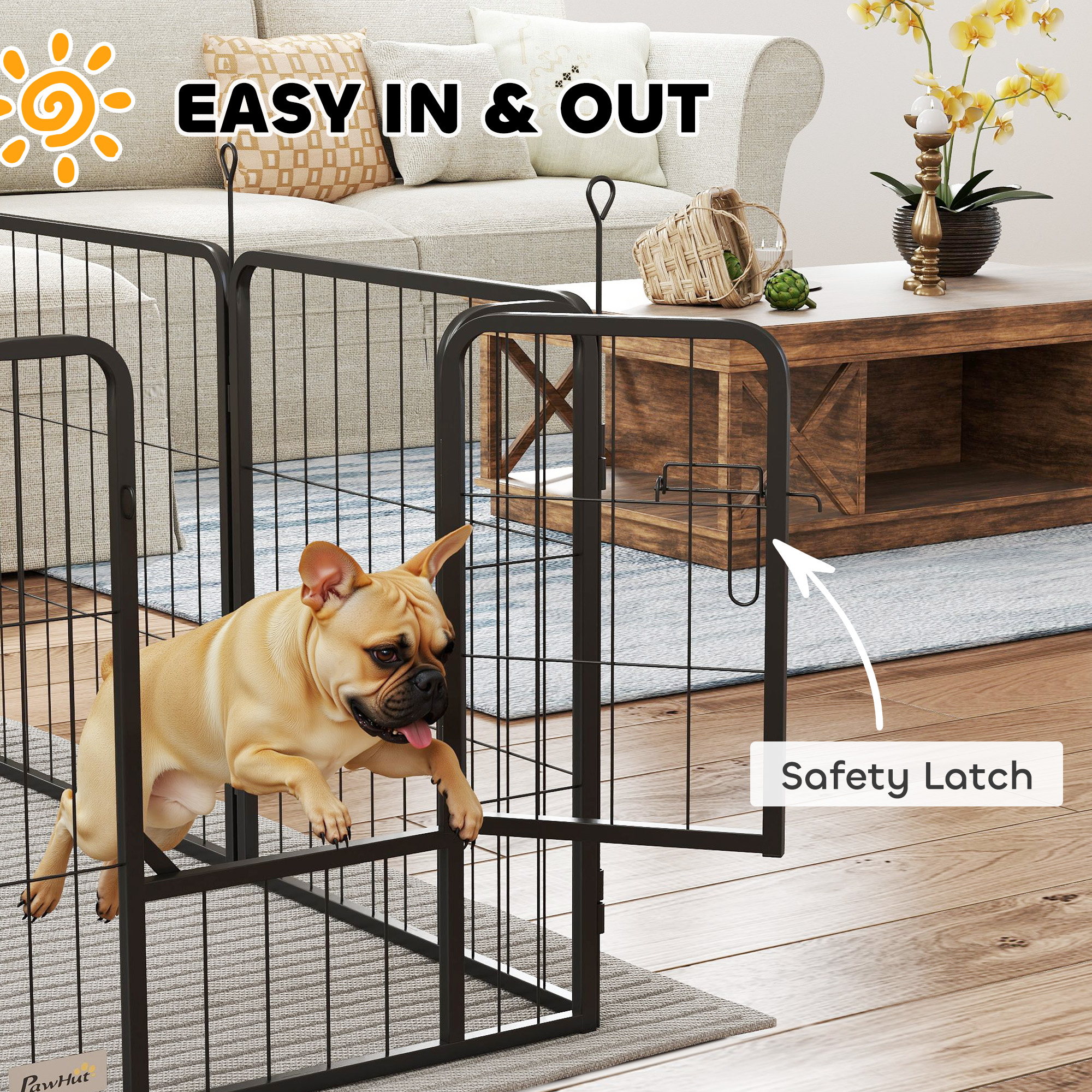 16 Panels Dog Playpen with Straps, Portable & DIY, for Small Dogs, for Yard, RV, Camping, Garden, 24" Height - Image 7