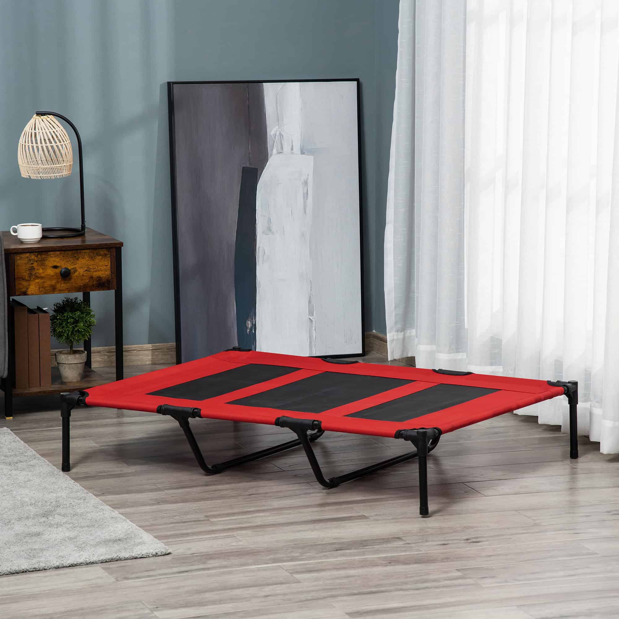 Elevated Dog Bed, Raised Dog Cot for XL Sized Dogs, Indoor & Outdoor, 48" x 36" x 9", Red - Image 8