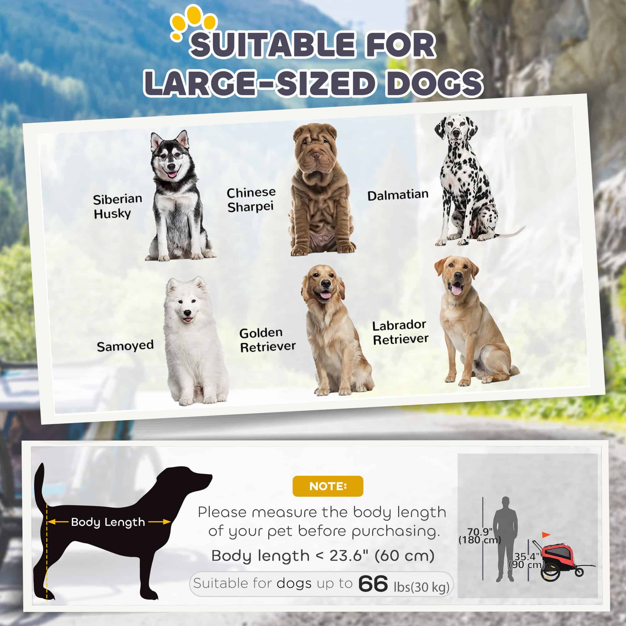 2-in-1 Dog Bike Trailer for Large Dogs, Red