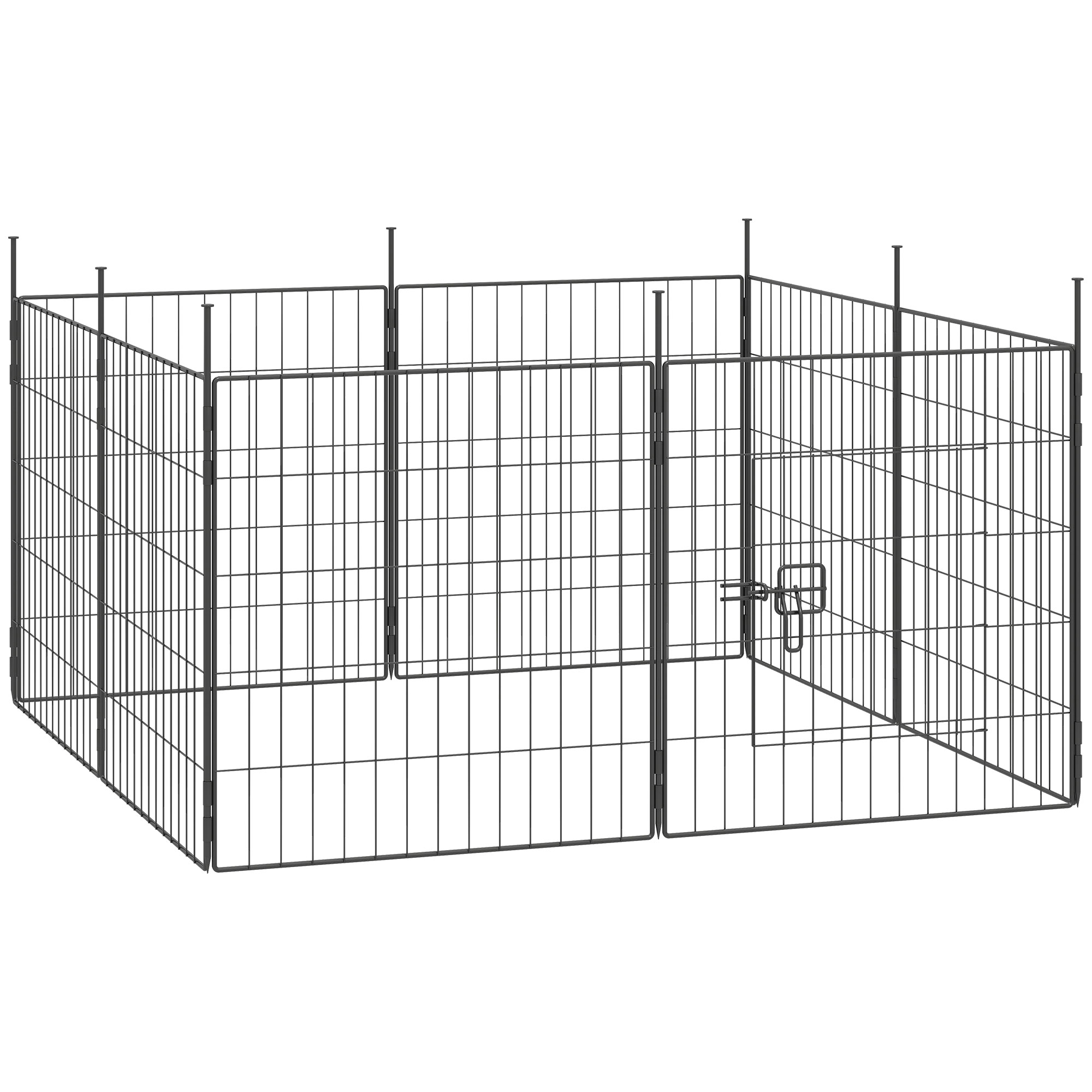 Dog Playpen for Indoor Outdoor use, Heavy Duty Dog Fence with Door, 23.6" High, 8 Panels, Black