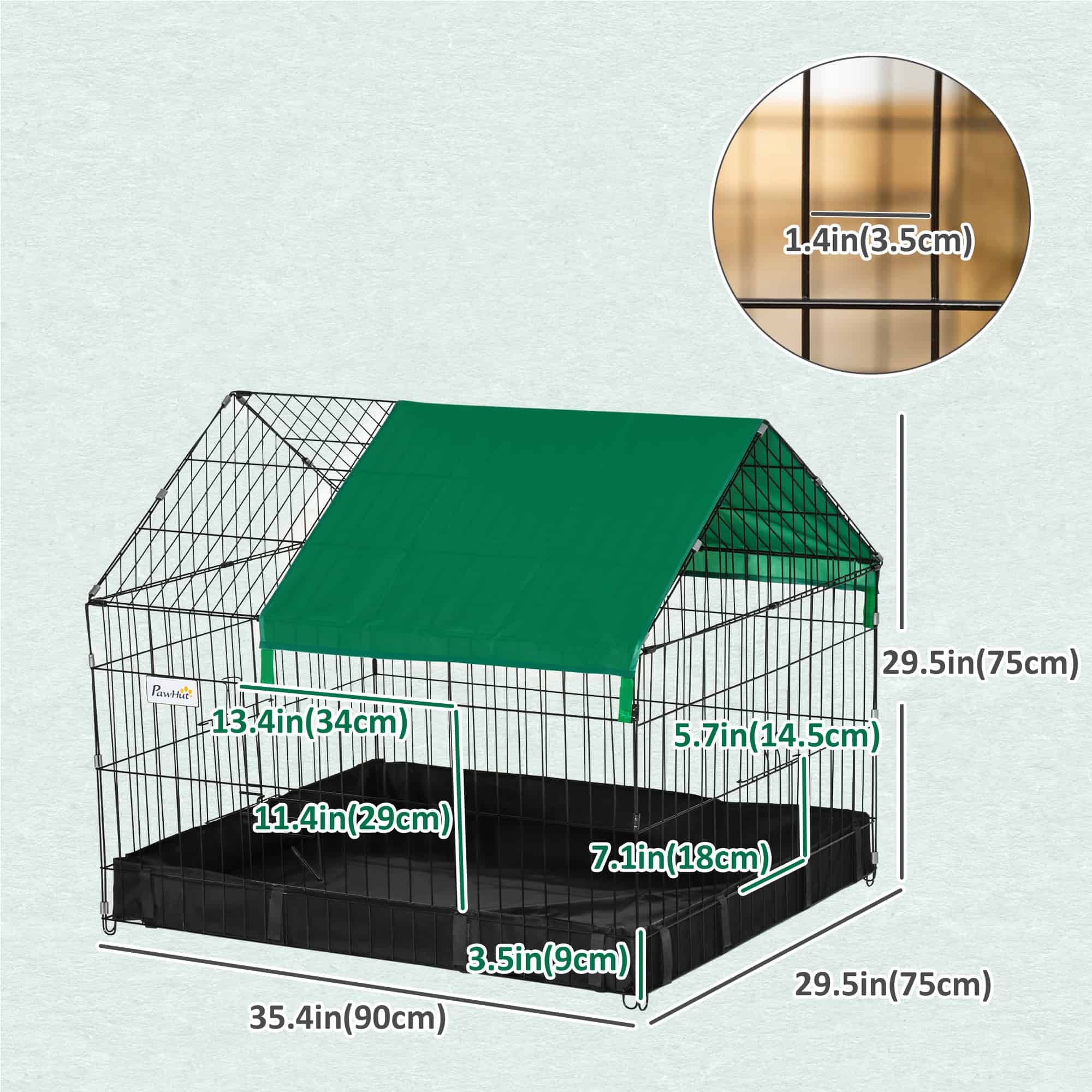 Metal Outdoor Small Animal Cage for Rabbits and Cats, Black