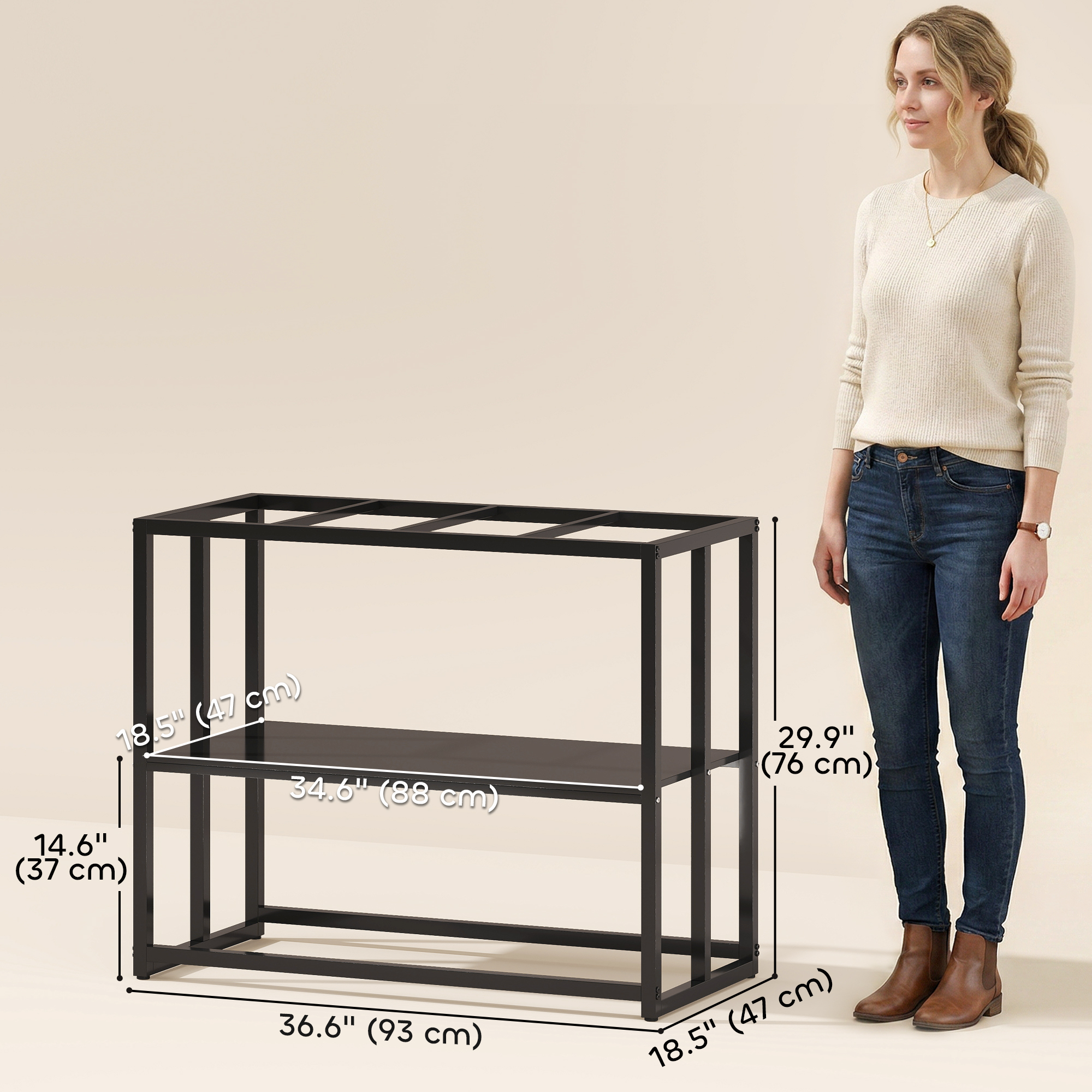 40 Gallon Fish Tank Stand, Heavy Duty Aquarium Stand with Storage Shelf, Adjustable Feet, 36.6" L x 18.5" W x 29.9" H