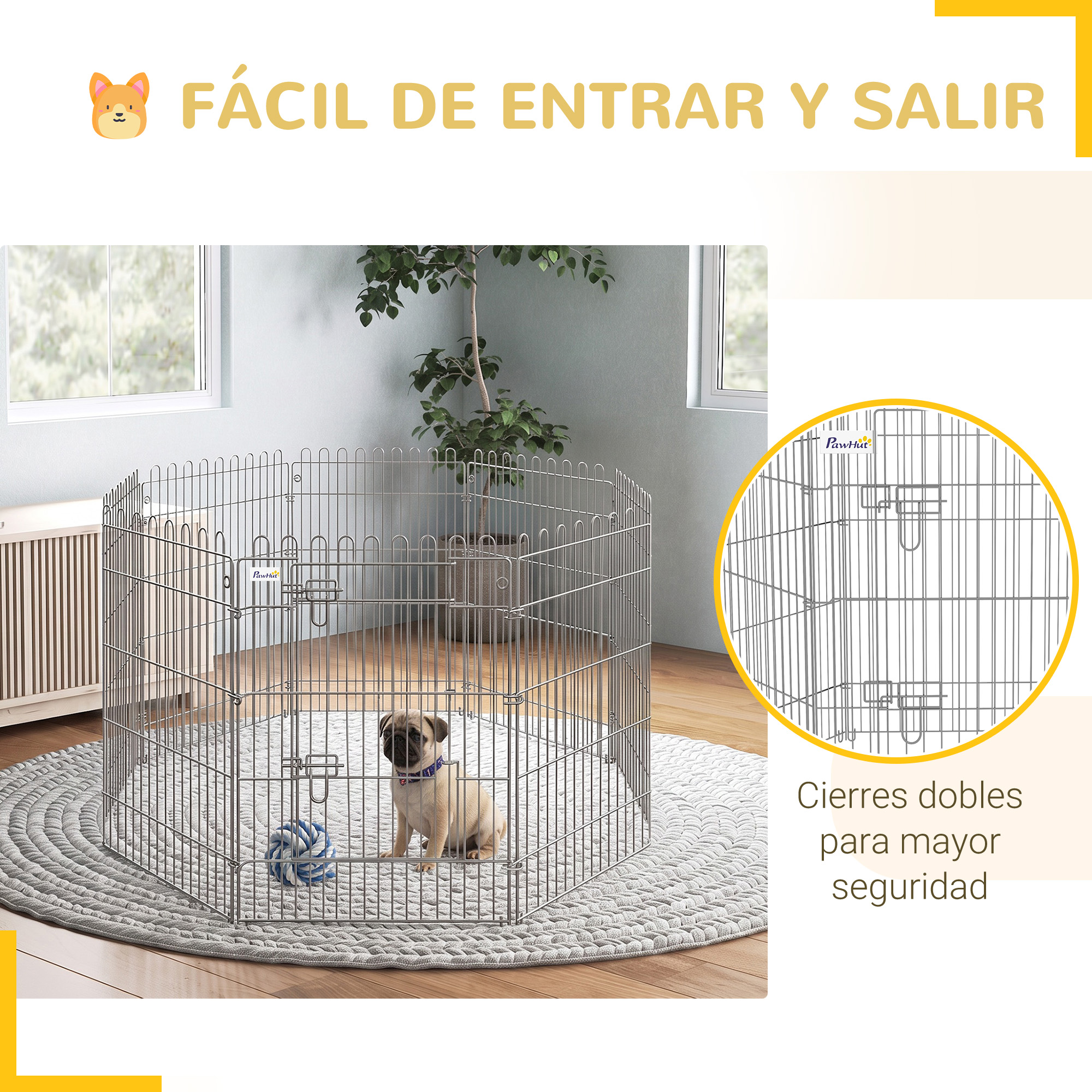 36inch 8-Panel Dog Playpen Octagon Pet Exercise Playpen Crate Foldable Dog Cage Pen Puppy Kennel, Black