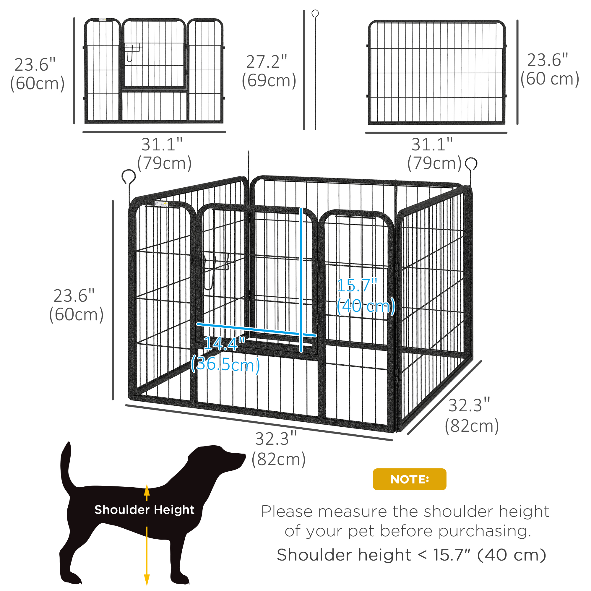 Metal Pet Playpen with Gate Indoor Outdoor for Small Animal