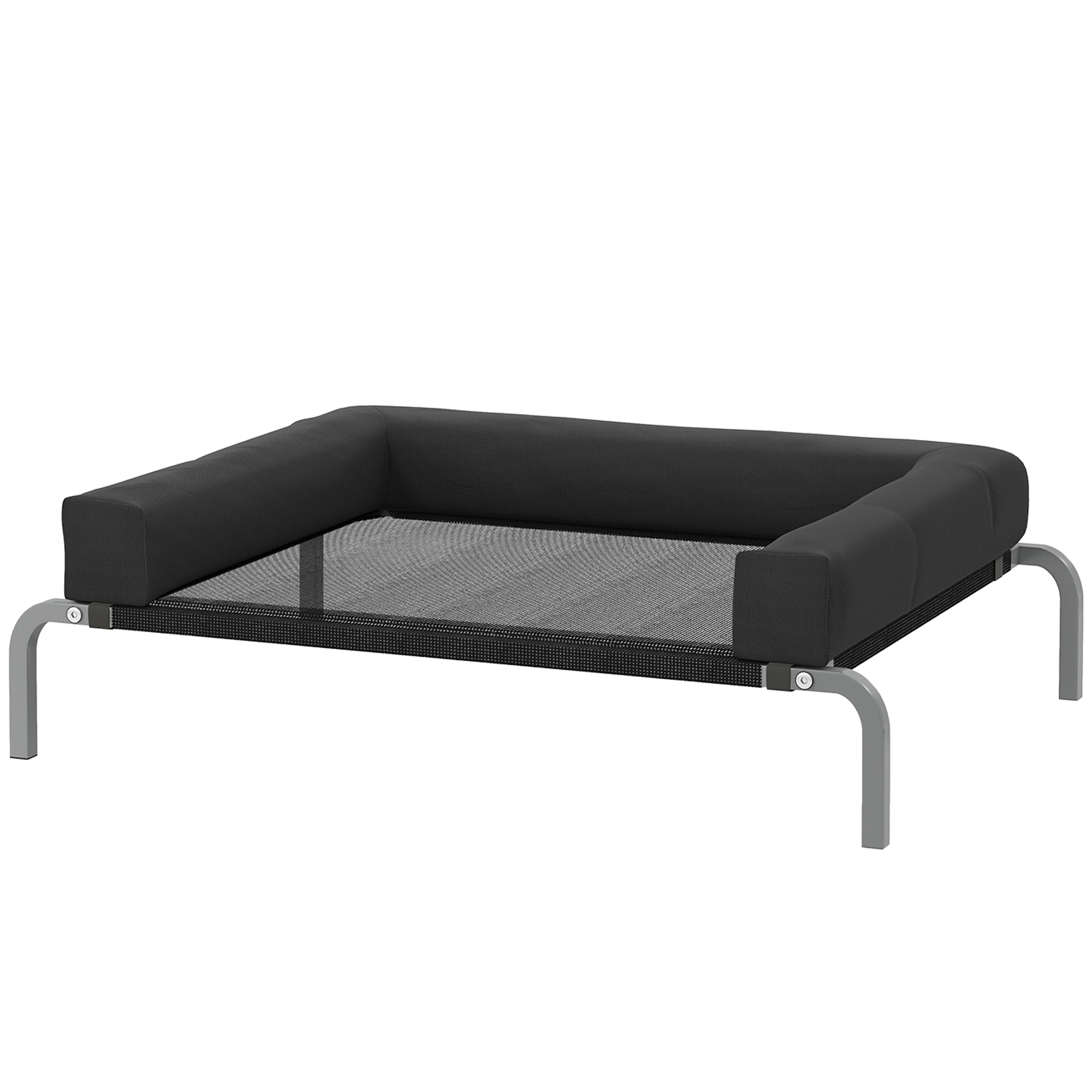 Elevated Dog Bed, Portable Raised Dog Cot with Breathable Mesh, Removable and Water-Resistant Bolsters, Black - Image 2