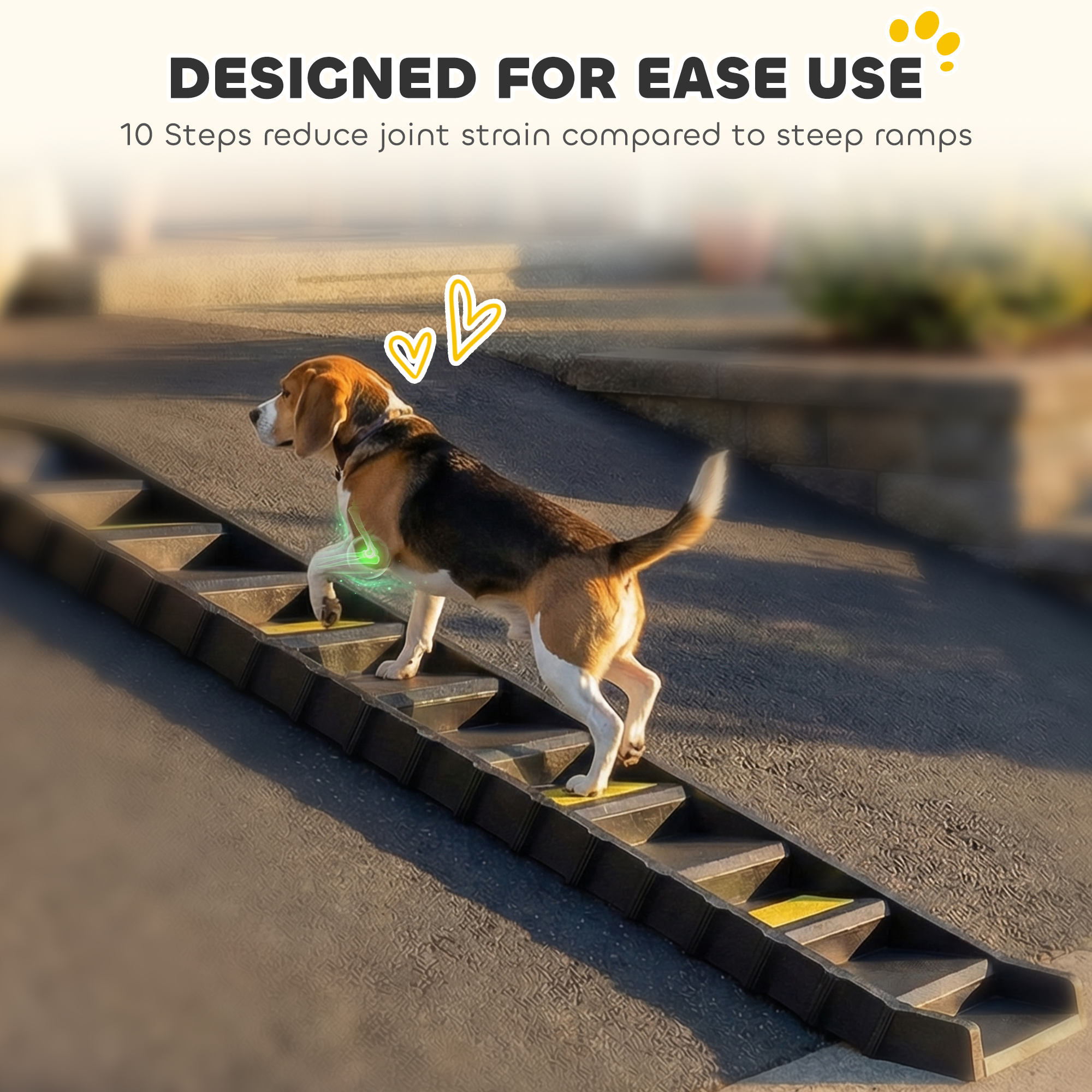 Foldable Dog Car Ramp, Dog Ramp with Anti-Slip Steps, Pet Stairs for Senior Pets to Access Cars and High Beds, Black - Image 4
