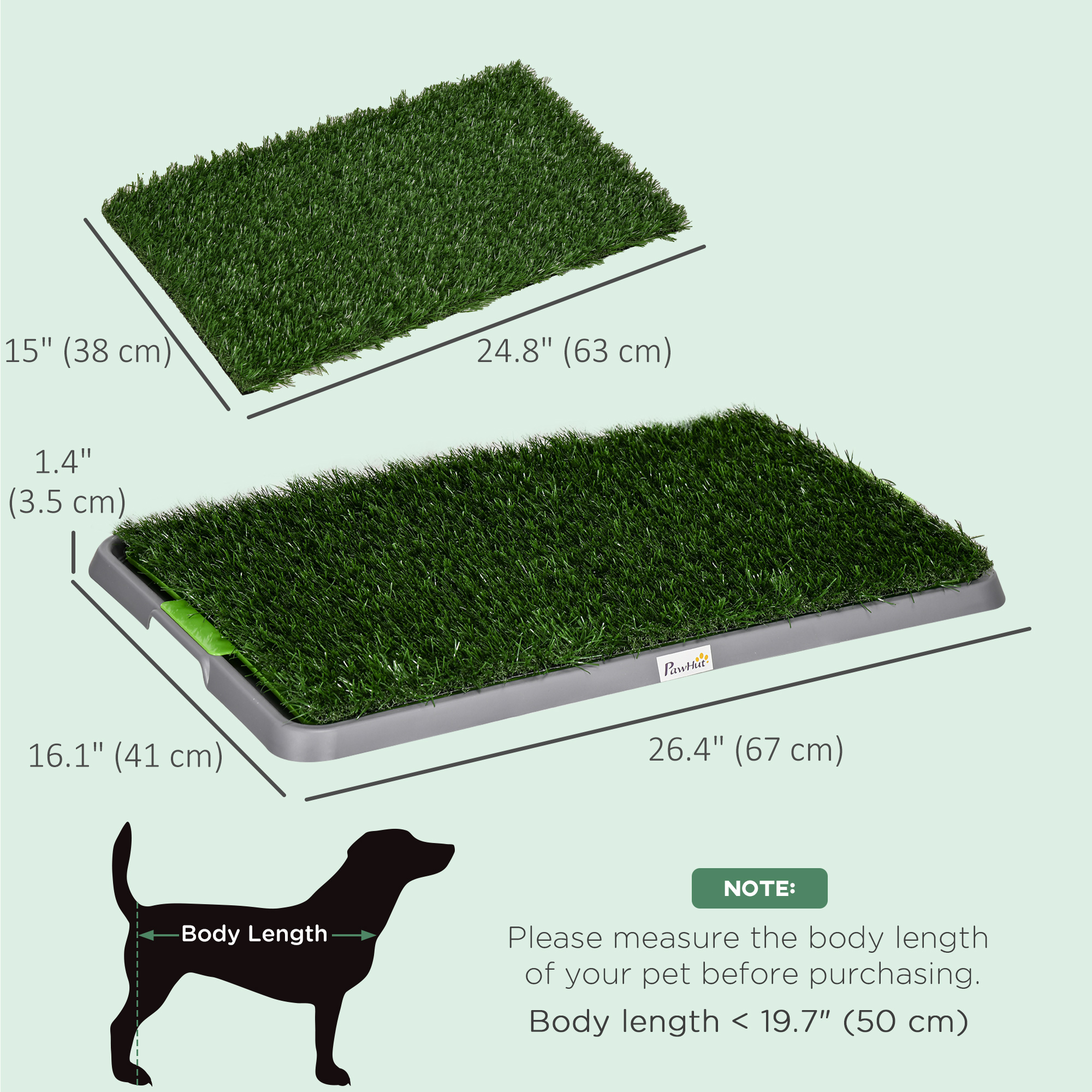 Artificial Grass Pee Pad for Dogs Potty Training, 26" x 16", 2 Packs, Green - Image 3