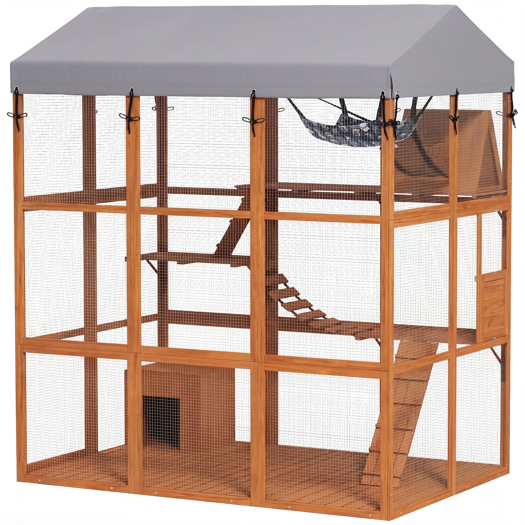 81"H Catio Outdoor with Floor to Prevent Escaping & Easy Cleaning, for 2-4 Cats Kittens, Orange