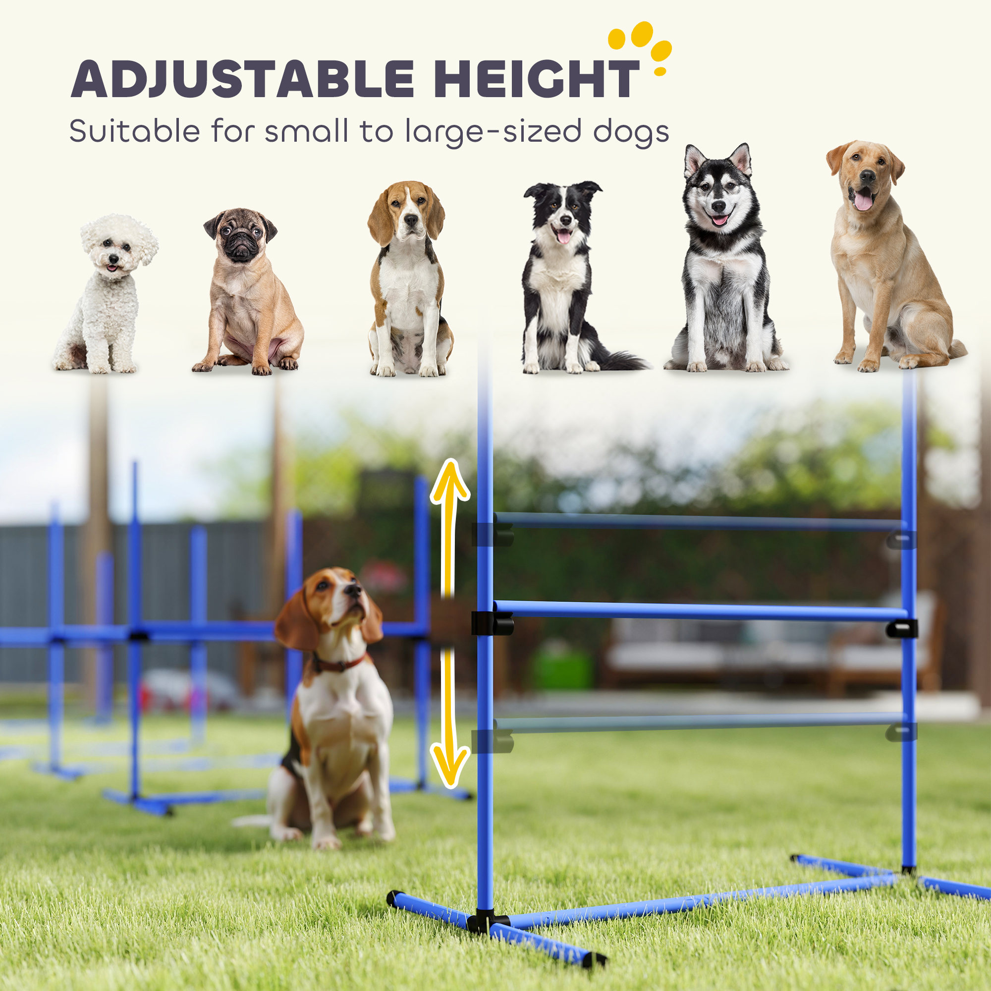 Set of 6 Dog Agility Training Equipment Adjustable Jump Bar Pet Exercise Kit with Carrying Bag (Blue) - Image 4
