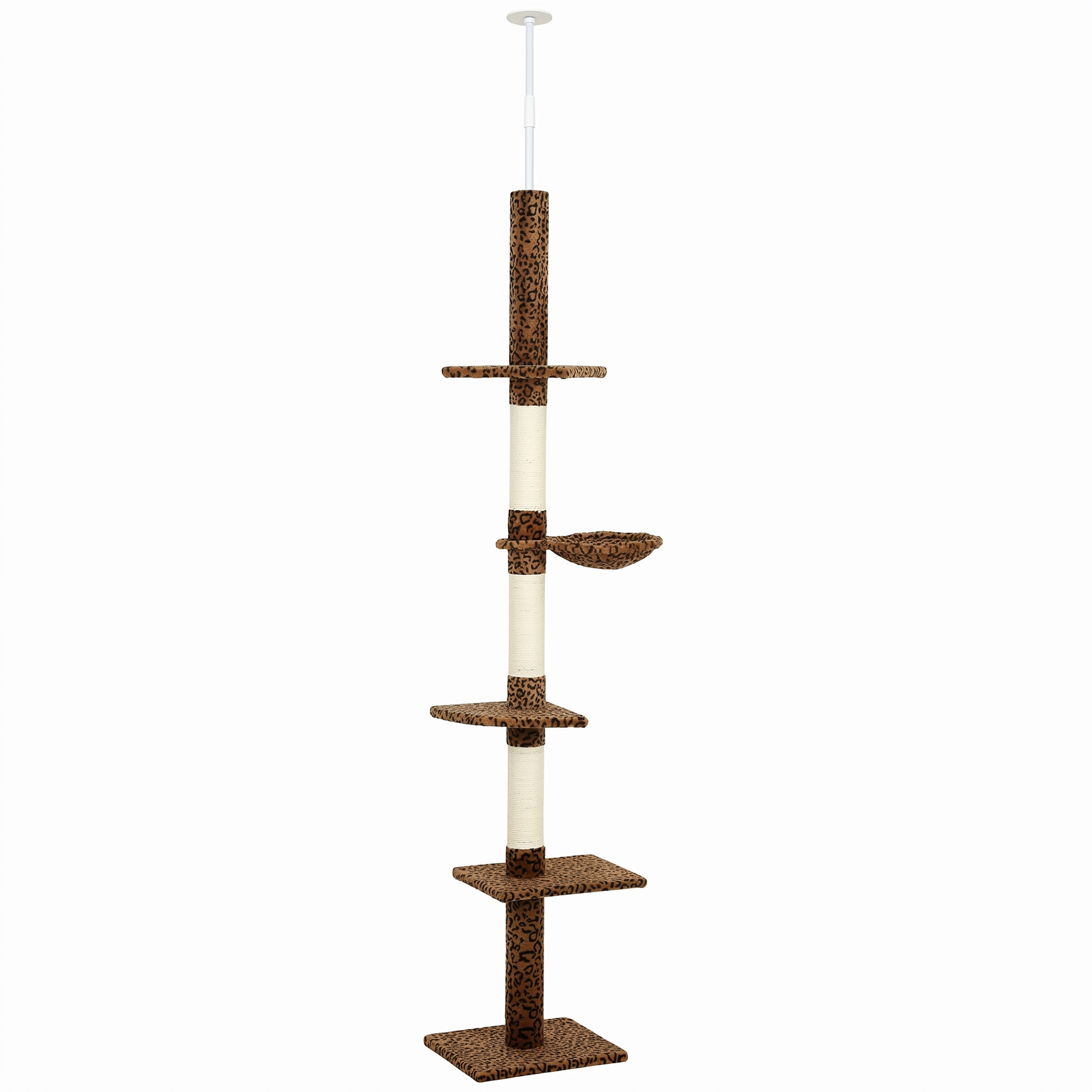 8.5ft Cat Climbing Tree 5-Tier Kitty Activity Center with Scratching Post, Leopard Print