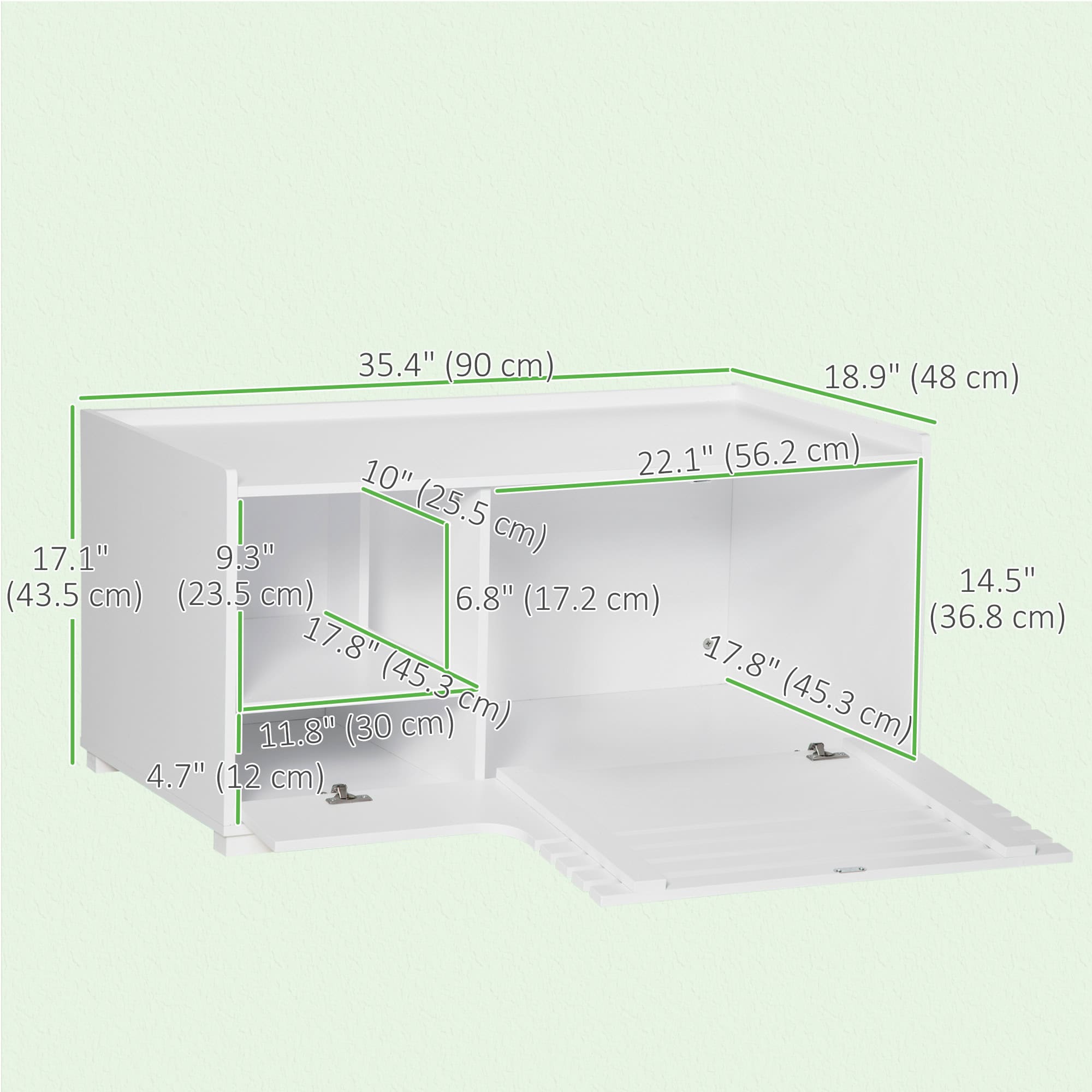 Hidden Cat Litter Box Furniture, Cat Litter Box Enclosure with Storage Compartments and Side Table Function, White - Image 3