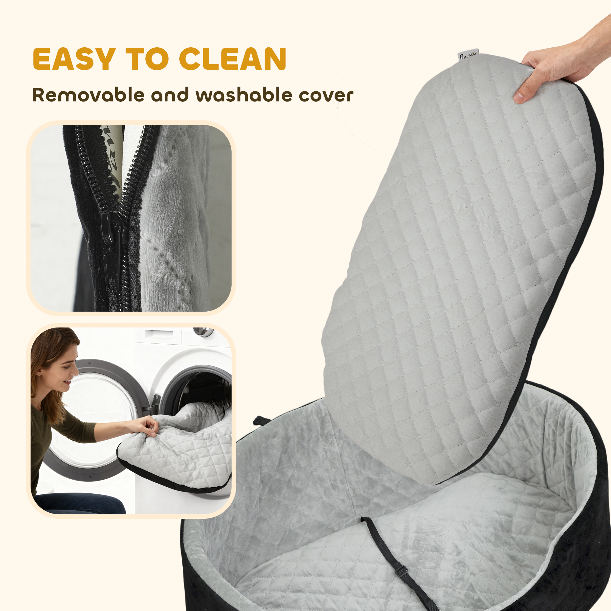 Dog Car Seat for Small Medium Pets, Detachable Washable Pet Bed with Cushion and Safety Belt for Dog Under 33lbs, Black
