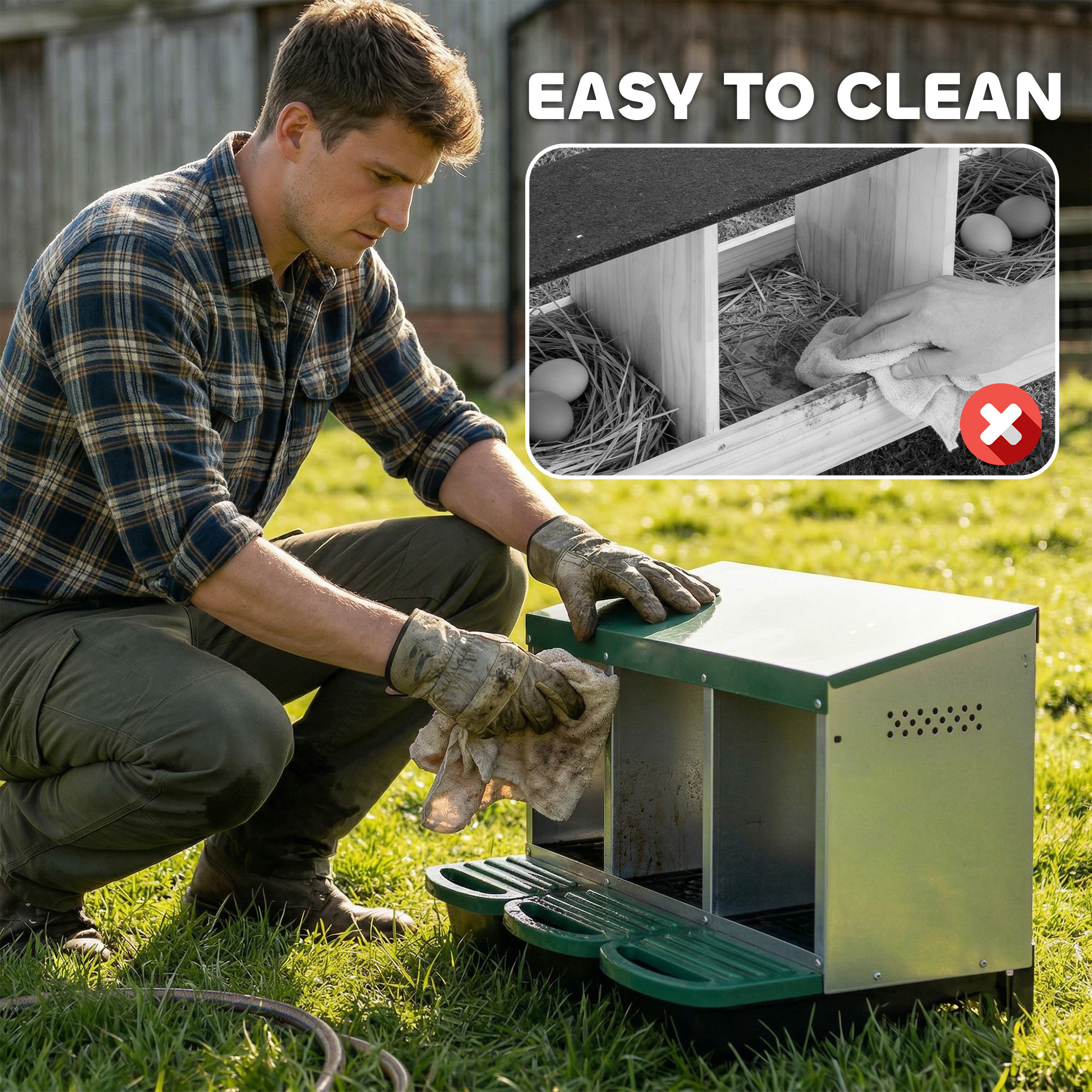Chicken Nesting Boxes, 3 Compartment Metal Nesting Boxes for Chicken Coop, Egg Laying Boxes with Lid Cover