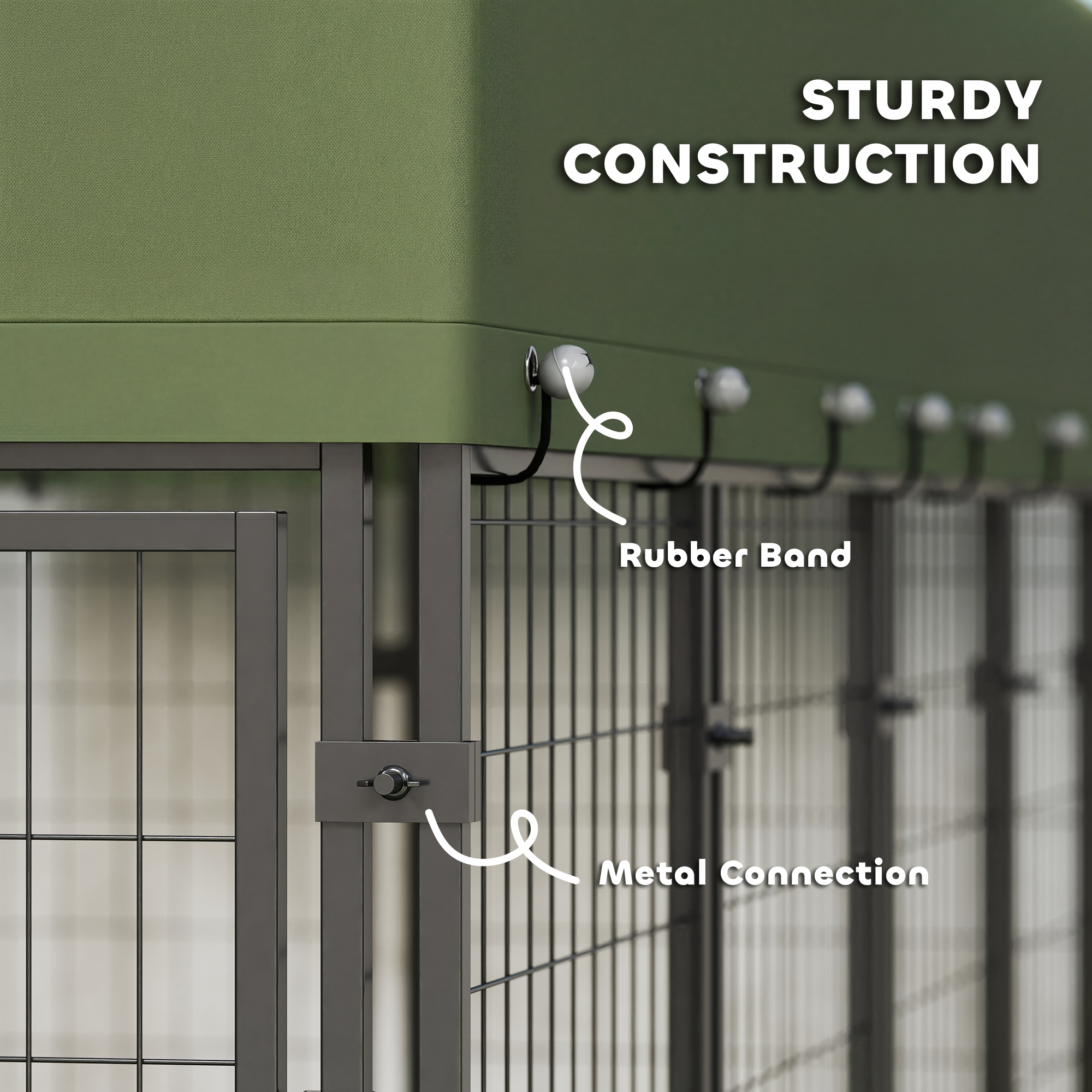 8' x 4' x 6' Outdoor Dog Kennel, Dog Kennel Outside Run with 360° Rotating Bowls, Waterproof & UV Resistant Cover Green