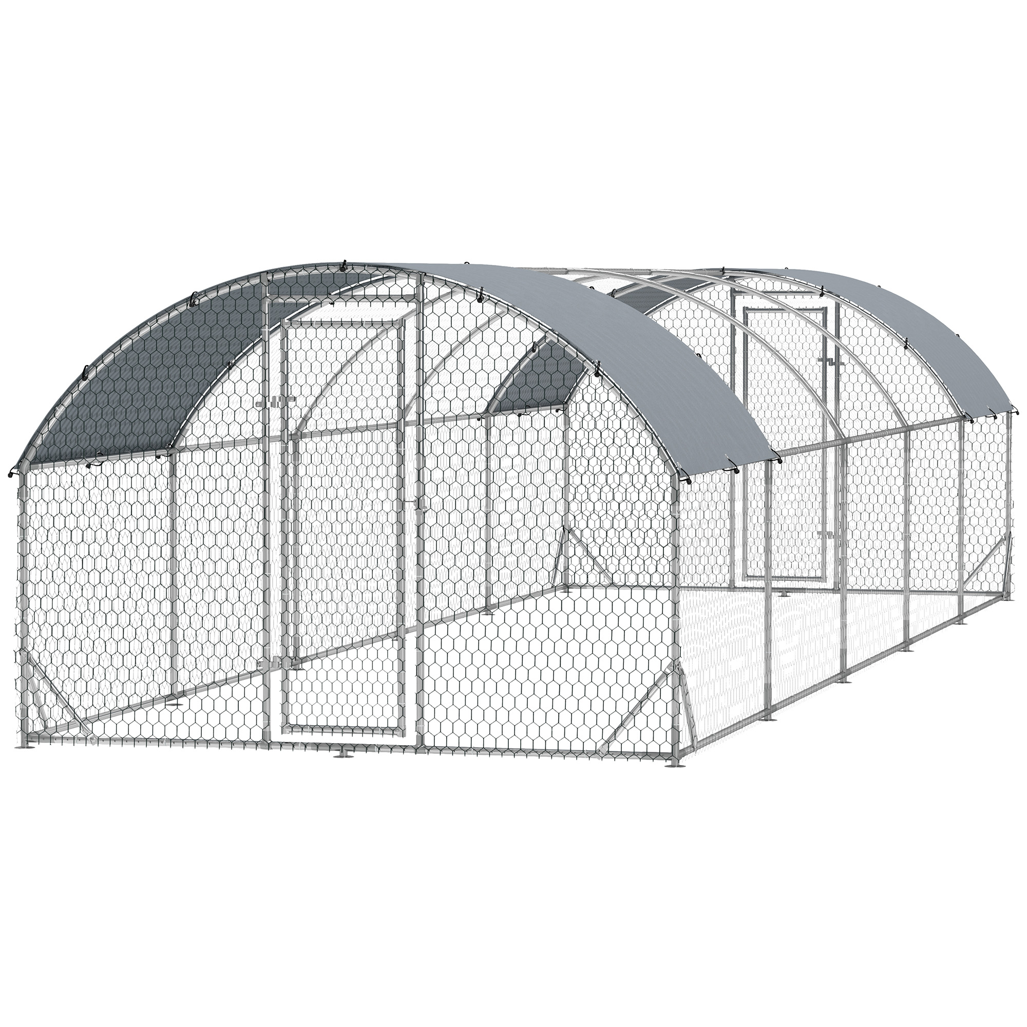 Galvanized Large Metal Chicken Coop Cage Walk-in Enclosure Poultry Hen Run House Playpen Rabbit Hutch with Cover for Outdoor Backyard