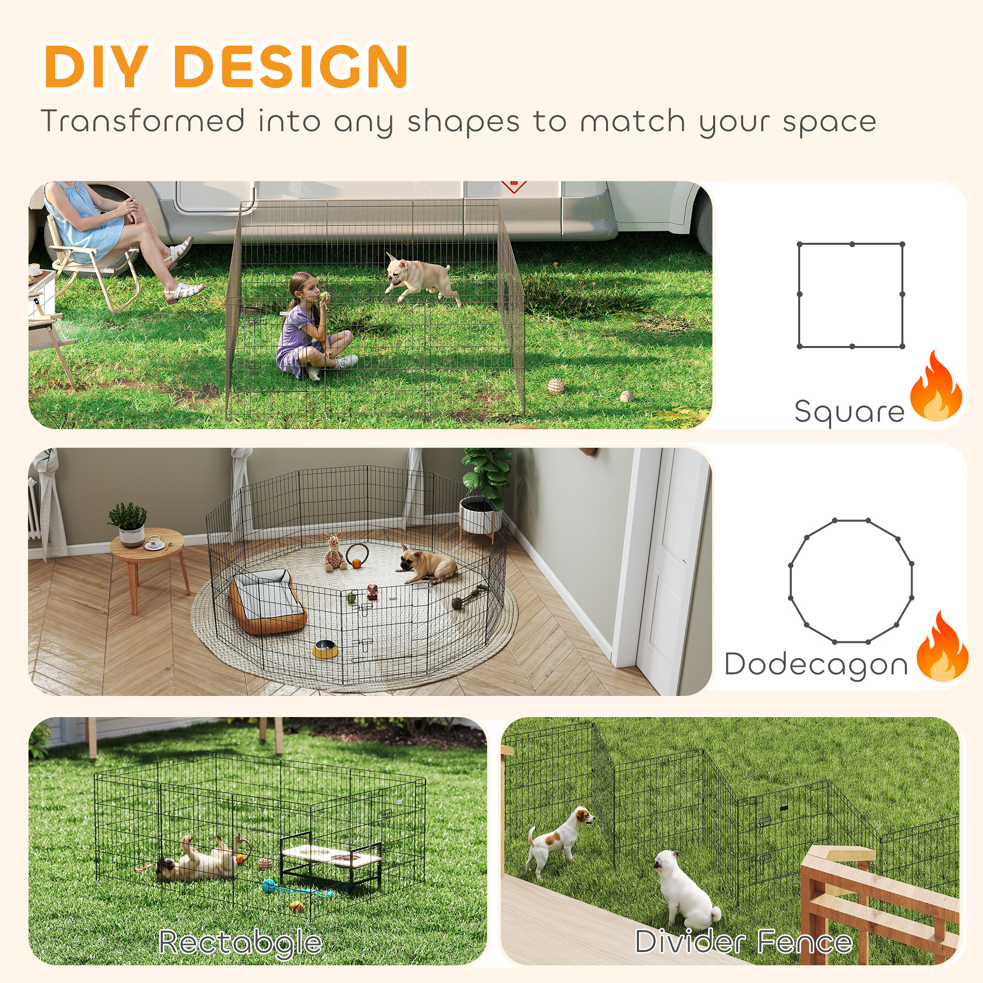 30inch Foldable Metal Exercise Pet Playpen Yard Dog Puppy Kennel Cage 12 Panel