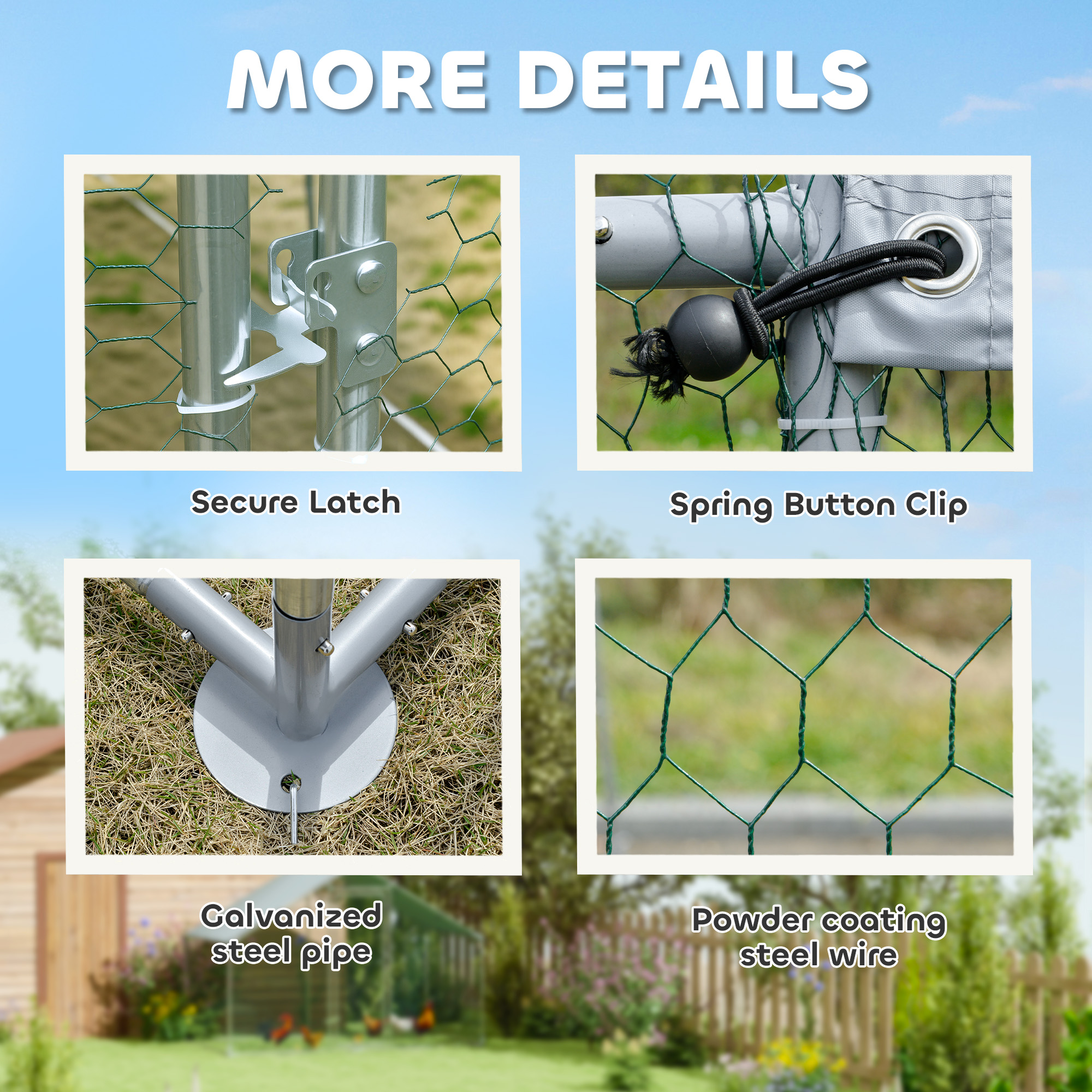 Metal Chicken Coop, 9.8 x 5.6 FT Walk-in Chicken Run with Cover, Lockable Door, Outdoor Poultry Cage for 5-8 Chickens