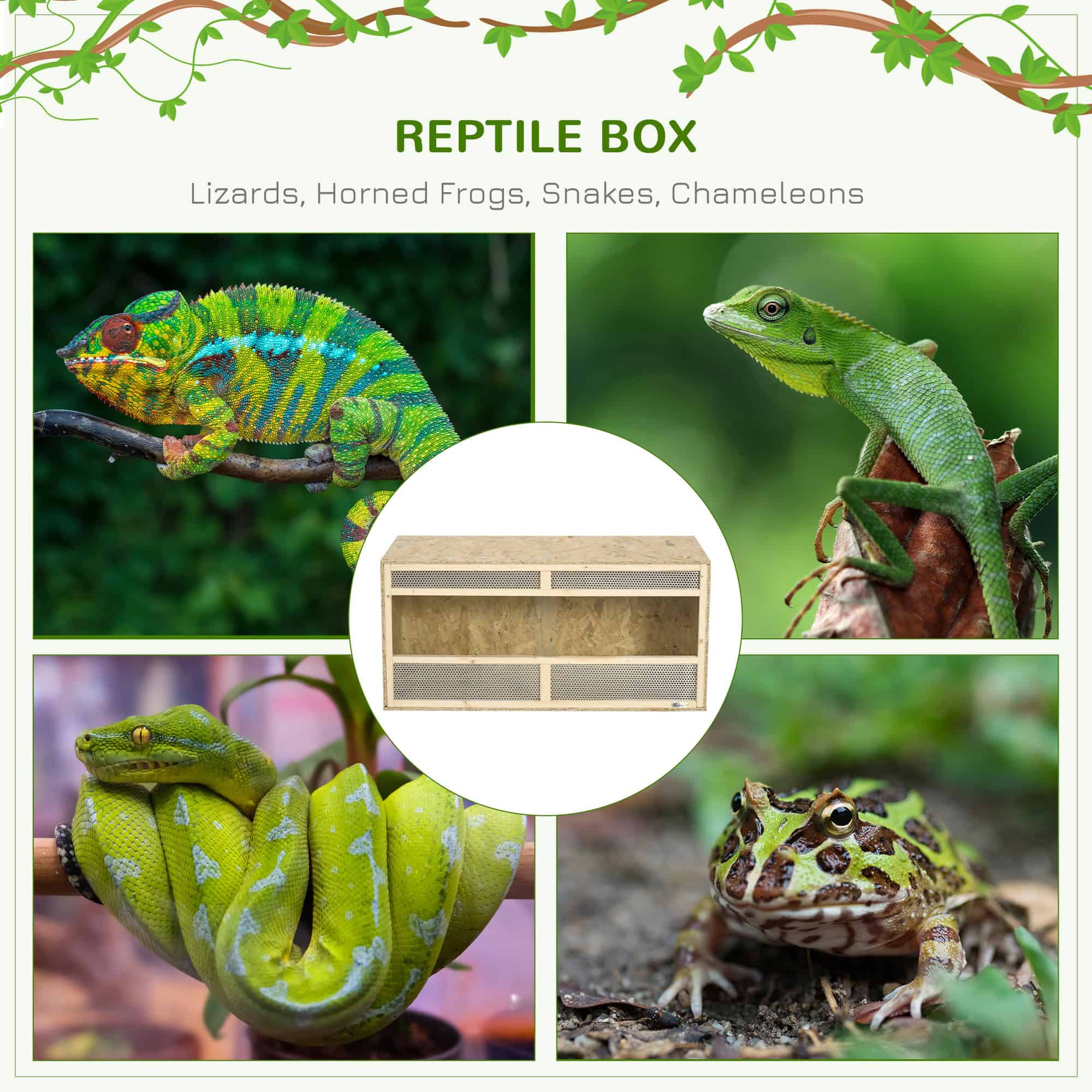 Reptile Terrarium, 58 Gallon Reptile Tank with Sliding Doors, Breathable Mesh for Bearded Dragon, Lizards, Snake