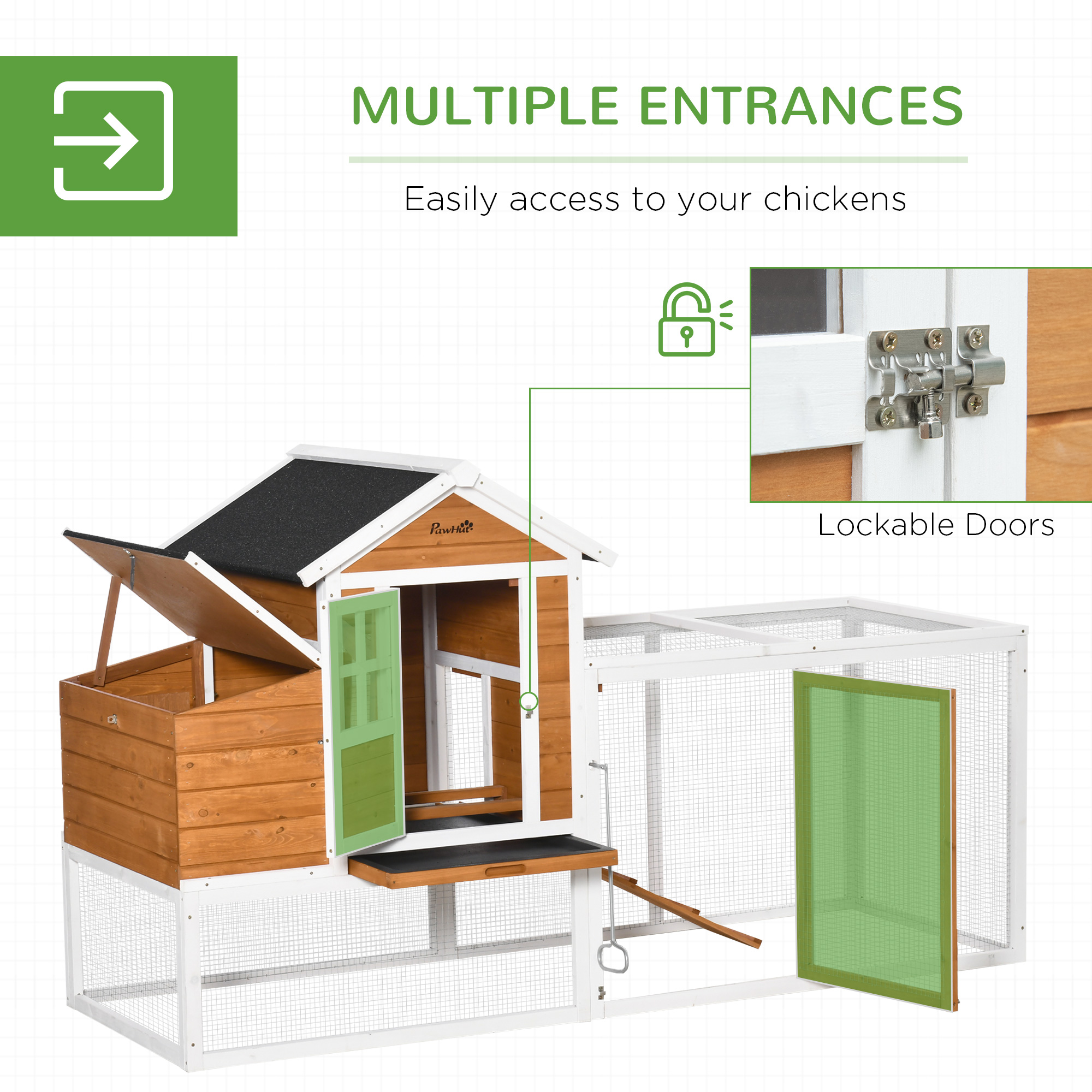 Chicken Run Waterproof Large Chicken Coop with Nesting Box for 2-4 Chickens, Orange and White