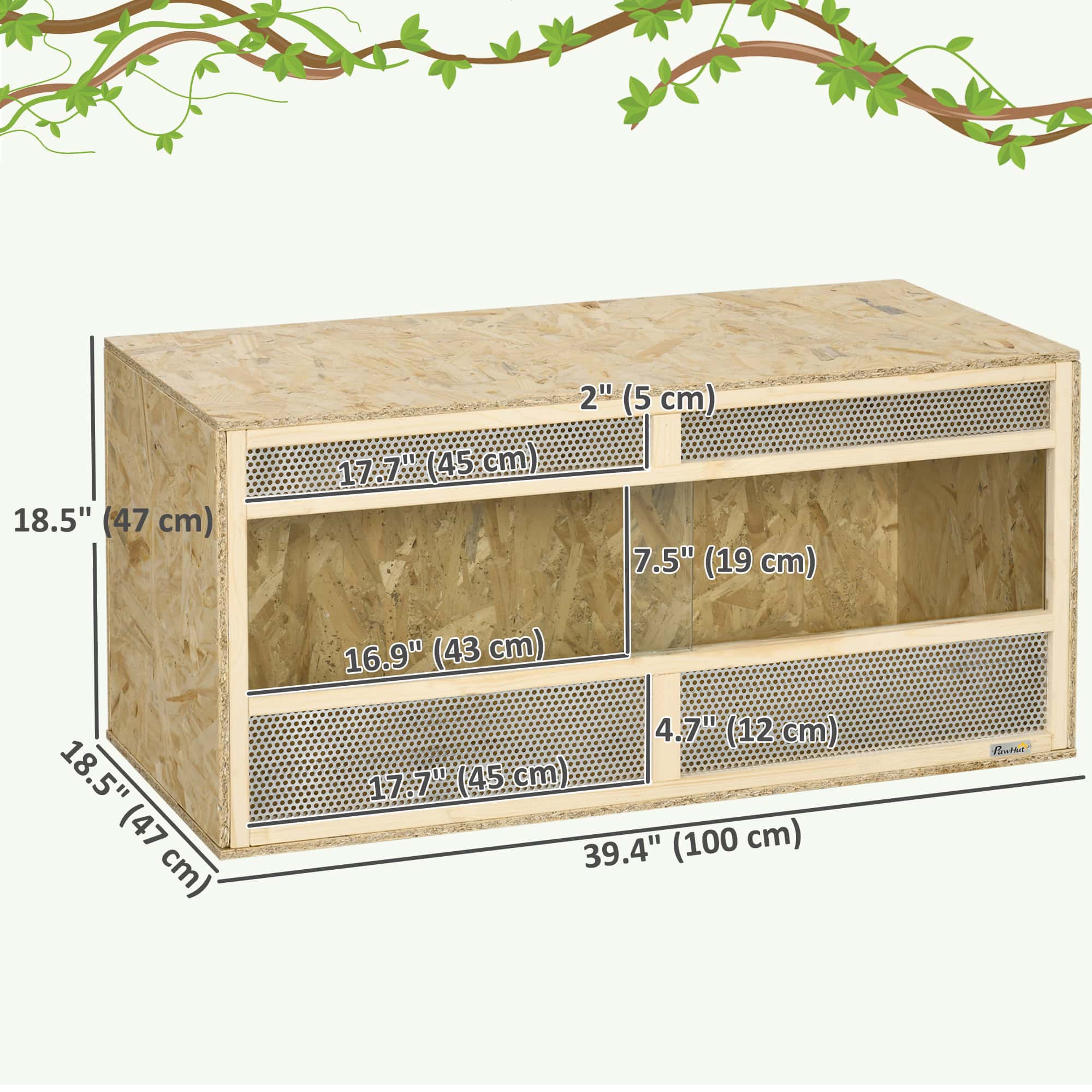 Reptile Terrarium, 58 Gallon Reptile Tank with Sliding Doors, Breathable Mesh for Bearded Dragon, Lizards, Snake