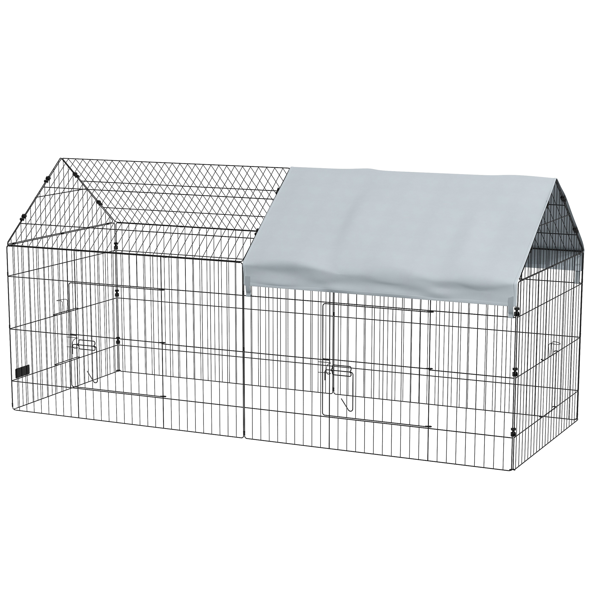 87" Small Animal Cage with Roof, Indoor/Outdoor Use, for Chicken, Rabbits, Chinchillas, Silver