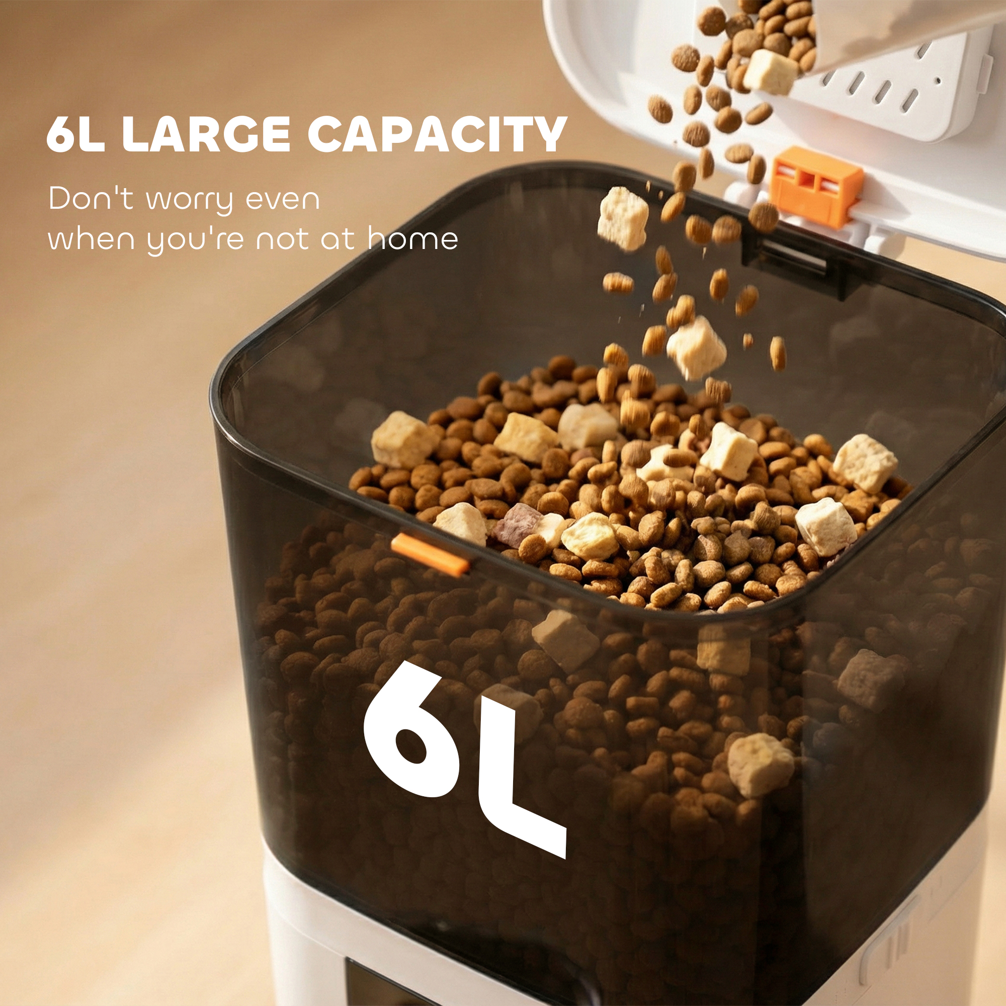 Automatic Cat Feeder for 2 Cats, 2.4G WiFi Pet Food Dispenser 6L APP Control