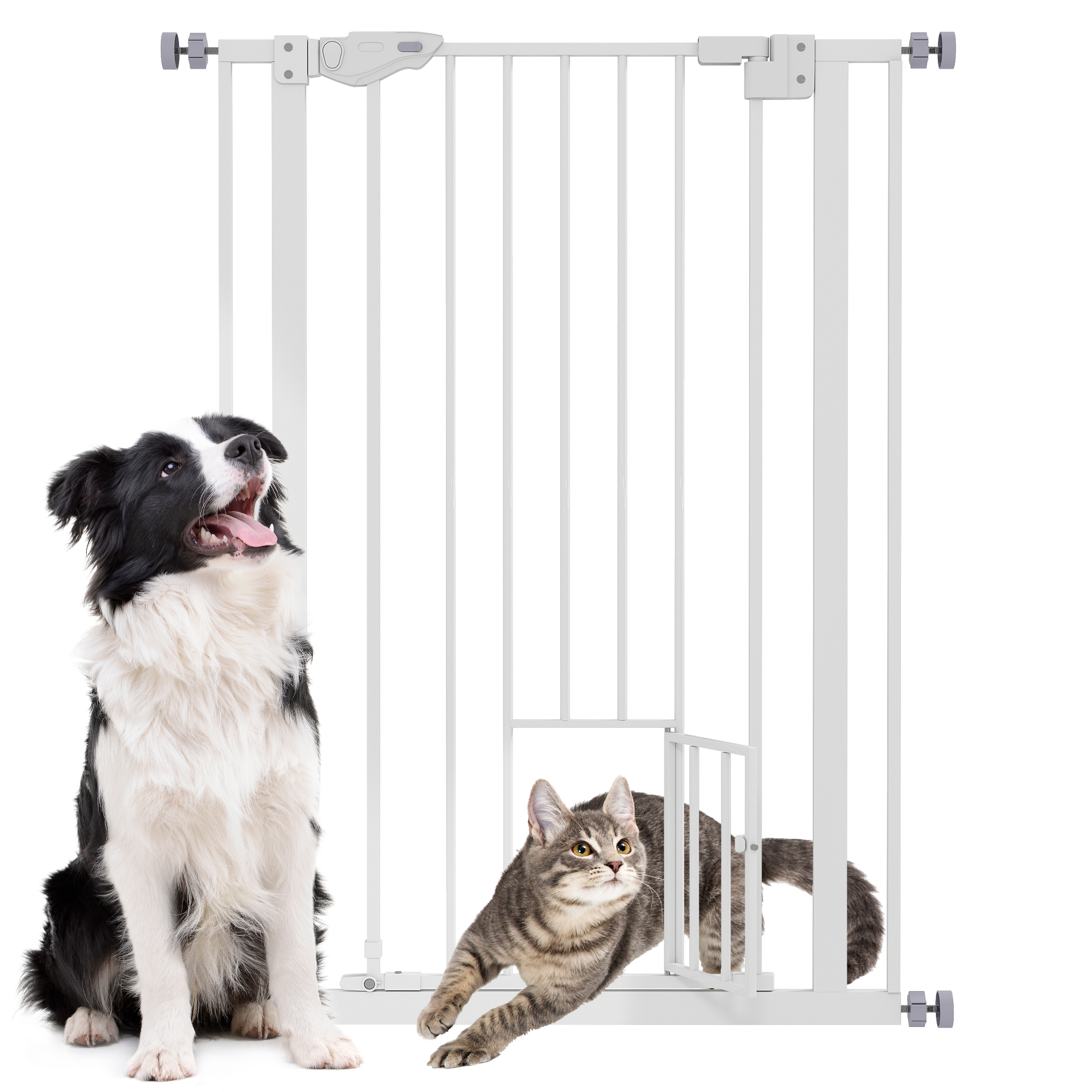 41" Easy Open Indoor Dog Gates for Doorways, House, Stair - White