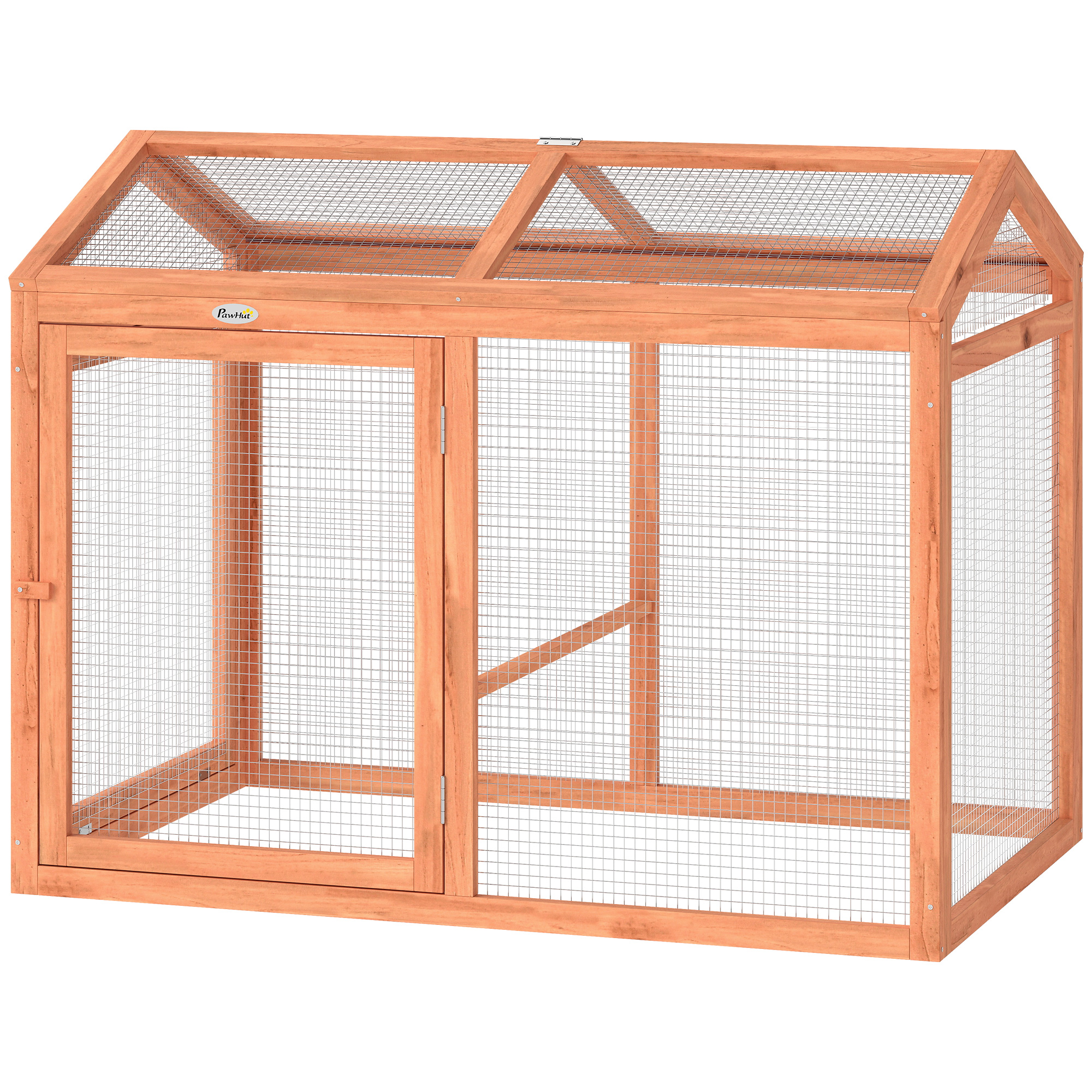 Wooden Chicken Run, Outdoor Chicken Coop with Perch and Dual Doors, Combinable Hen House Rabbit Hutch for Backyard