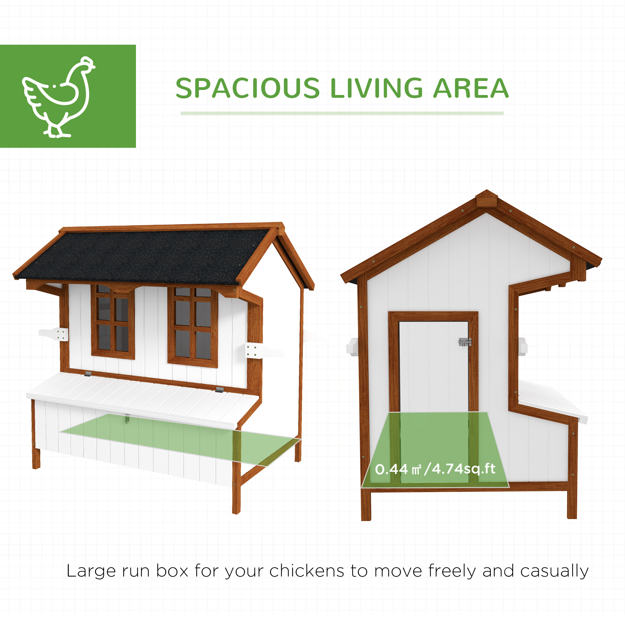47" Chicken Coop Wooden Chicken House Rabbit Hutch Raised Poultry Cage Portable Hen Pen Backyard
