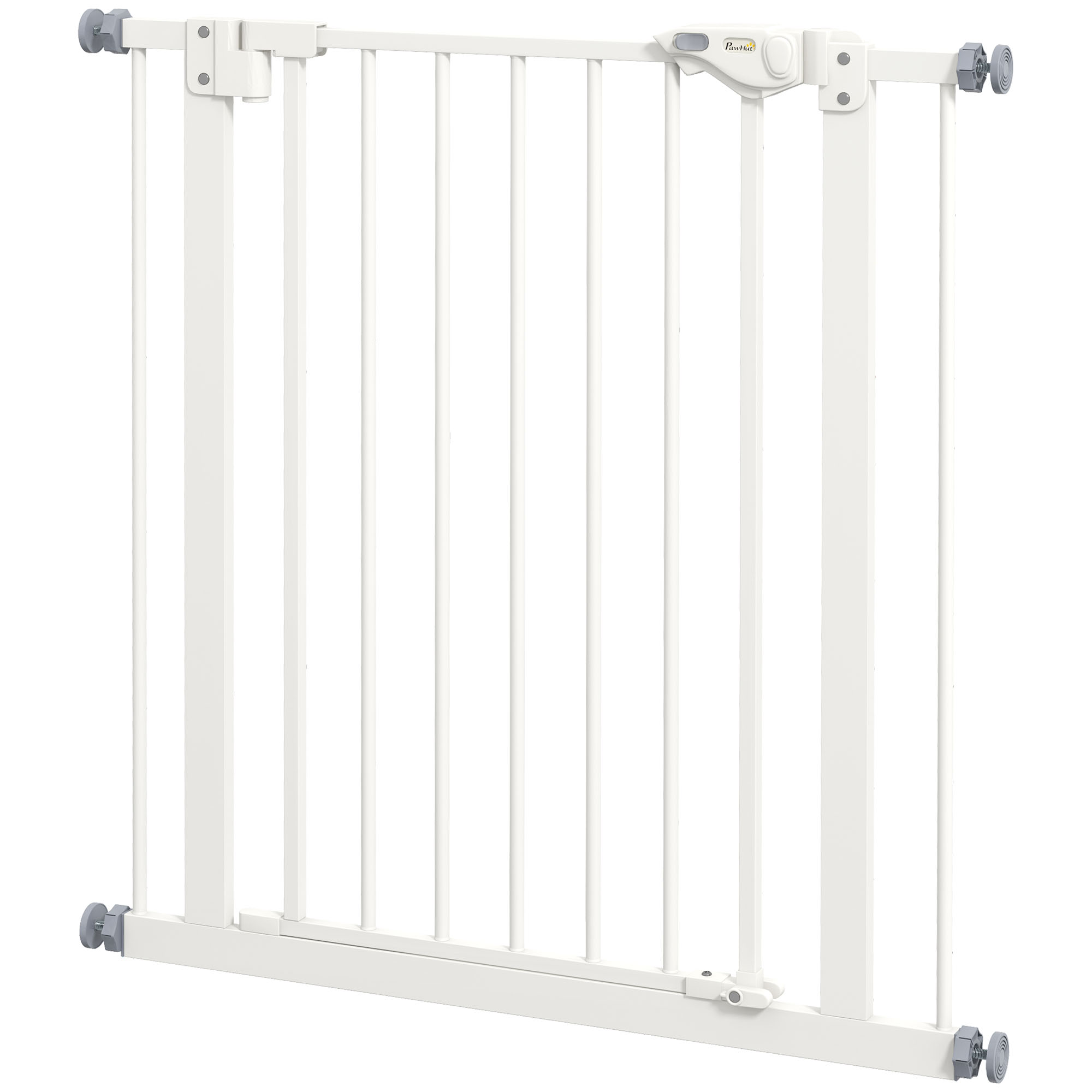 30 Inch Tall Pet Gate with Door Dog Gate and Barrier Indoor for Stairs, Pressure-Mounted Safety Gate, White