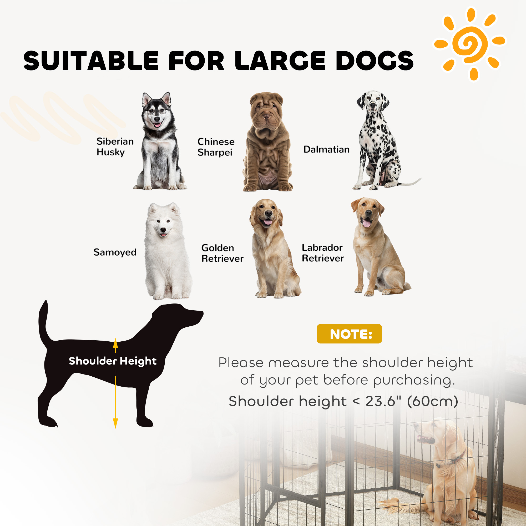 6 Panels Heavy Duty Dog Playpen Outdoor Indoor with Door & Strap, 39" Height Portable & Foldable Pet Playpen