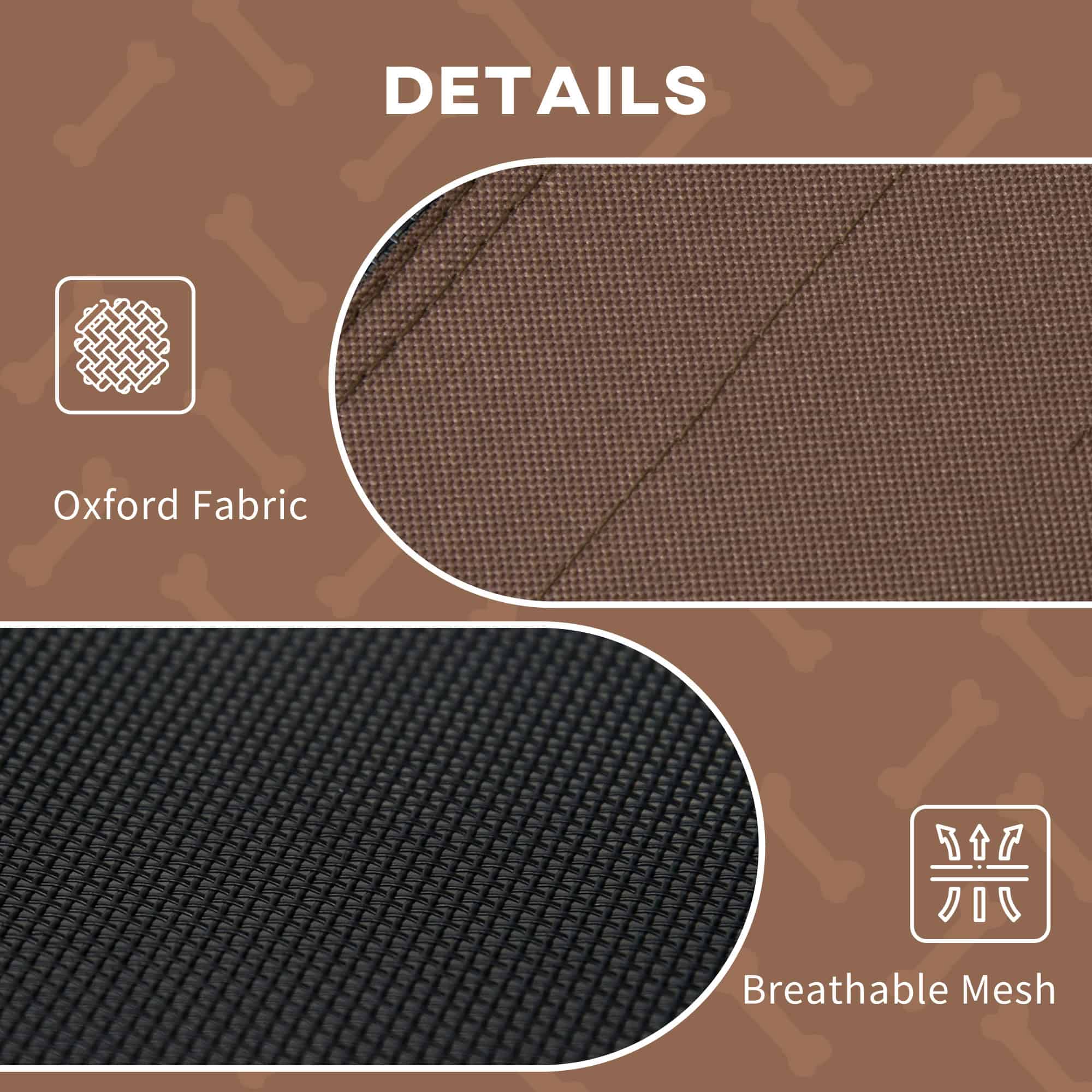 Elevated Dog Bed with Canopy, Portable Raised Dog Cot for L Sized Dogs, Indoor & Outdoor, 36" x 30" x 35", Coffee