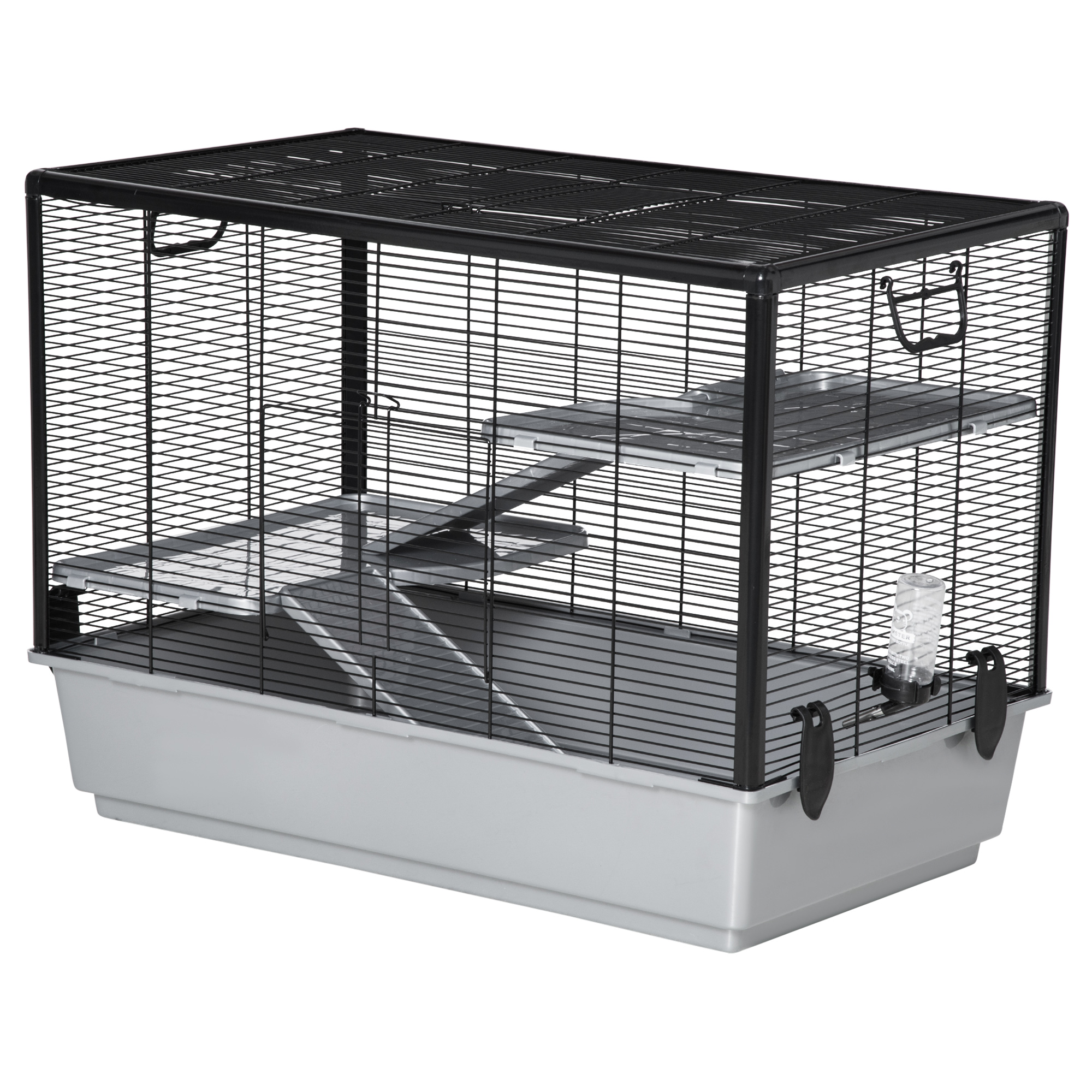 3-tier Hamster Cage, Guinea Pig Cage with Accessories Food Dish Water Bottle, Ramps, 31.5"x19"x 23", Grey