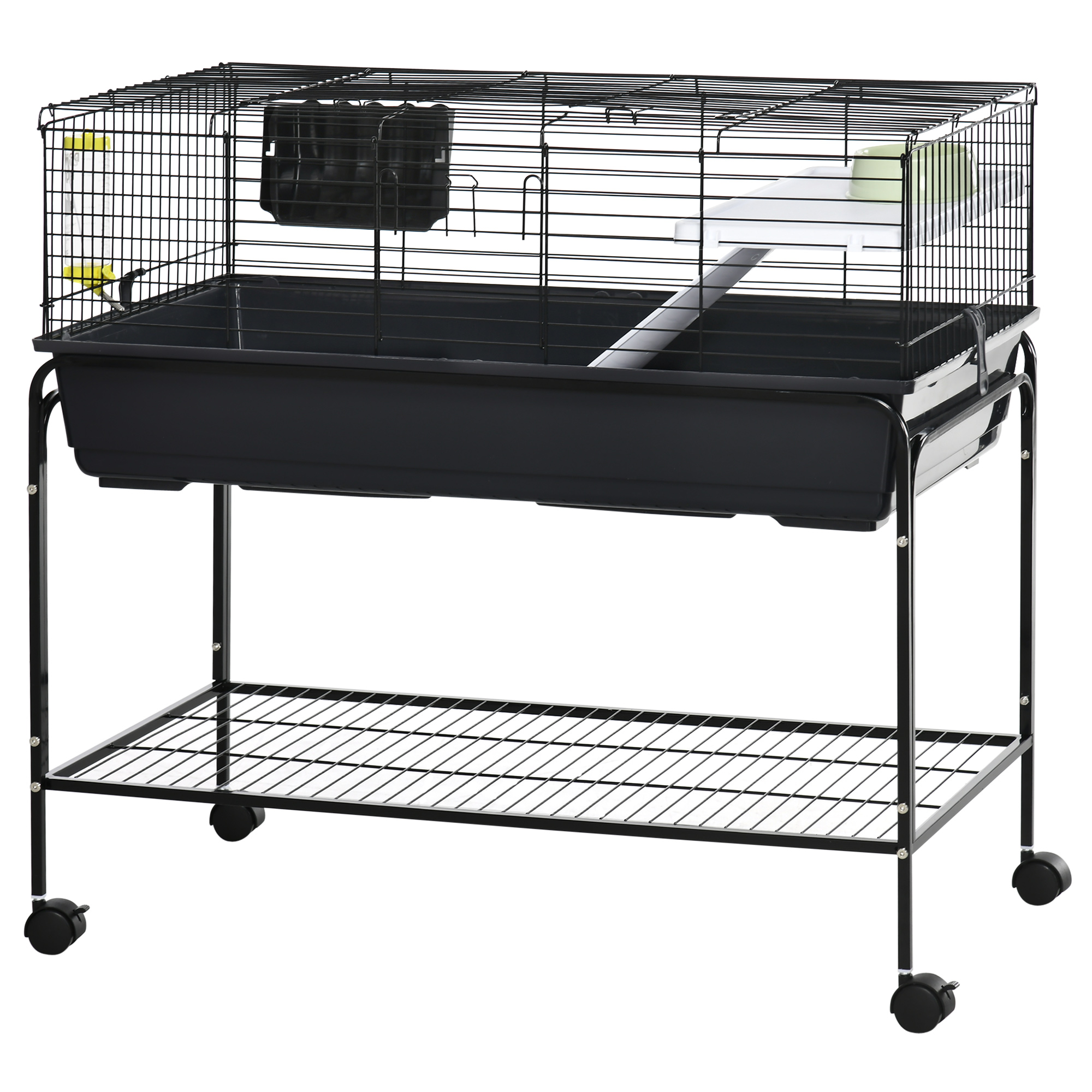 Small Animal Cage Deluxe Pet Habitat Rolling Rabbit Hutch for Bunny Guinea Pig Pet Mink Chinchilla